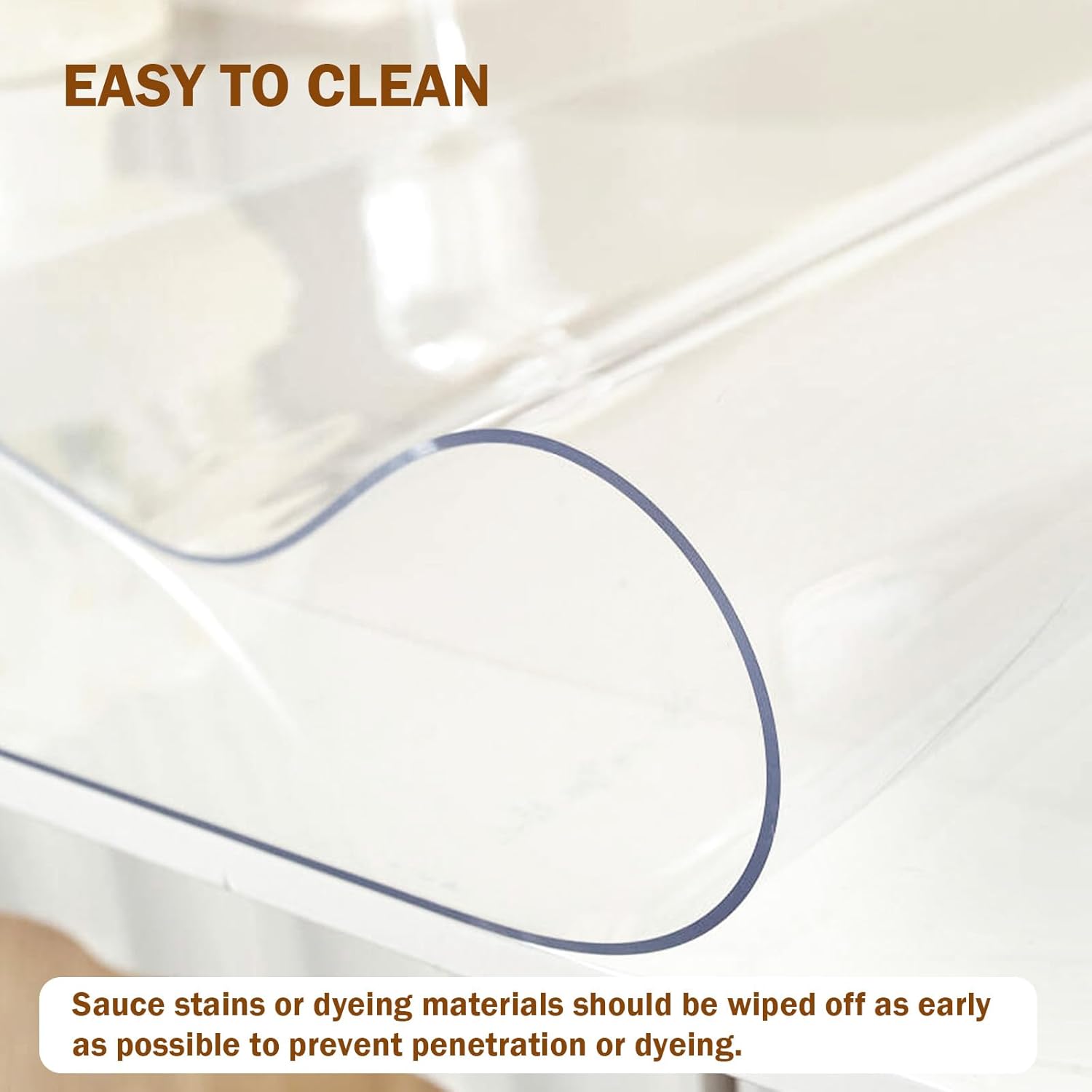 Detalle de Royhom Clear Table Protector 1.5mm Thick 200 x 100 cm – durable PVC cover for tables