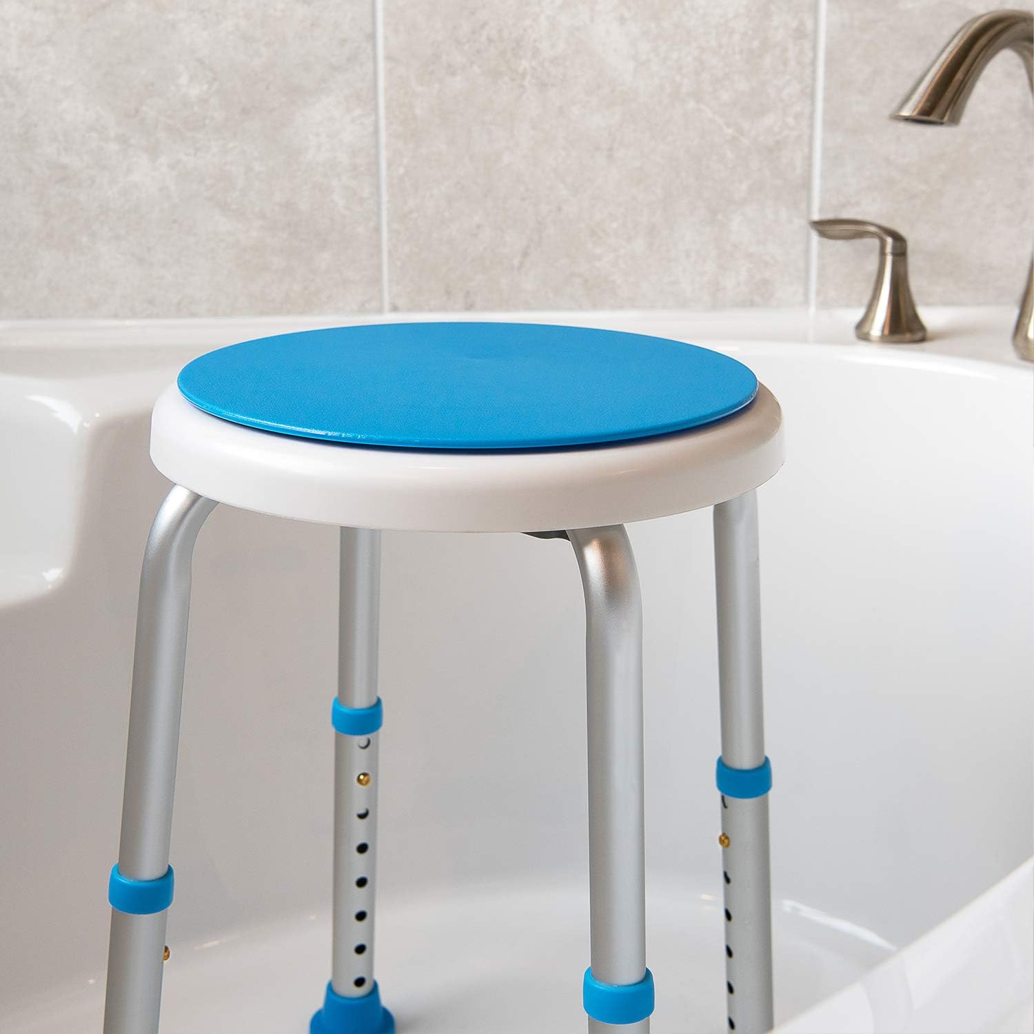 Detalle de Vaunn 722-SWIVEL-S Adjustable Swivel Shower Stool, Tool-Free Assembly