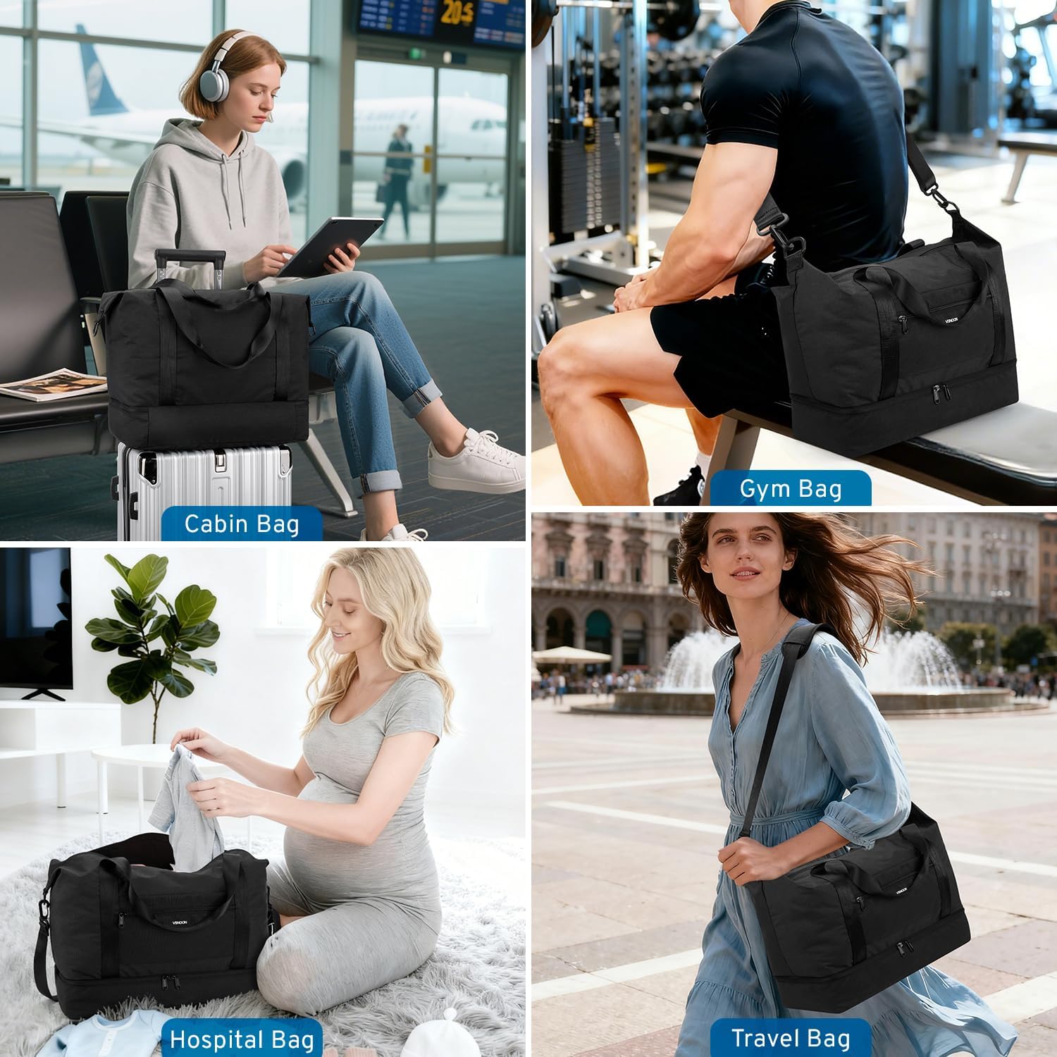 Detalle 2 de VSNOON Foldable Cabin Bag 40x30x20 (24L) with Shoes Compartment