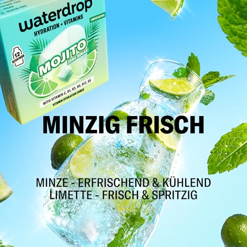 Detalle de waterdrop Mojito – 12 Würfel, Zuckerfrei, vegan, mit Vitamin C & B