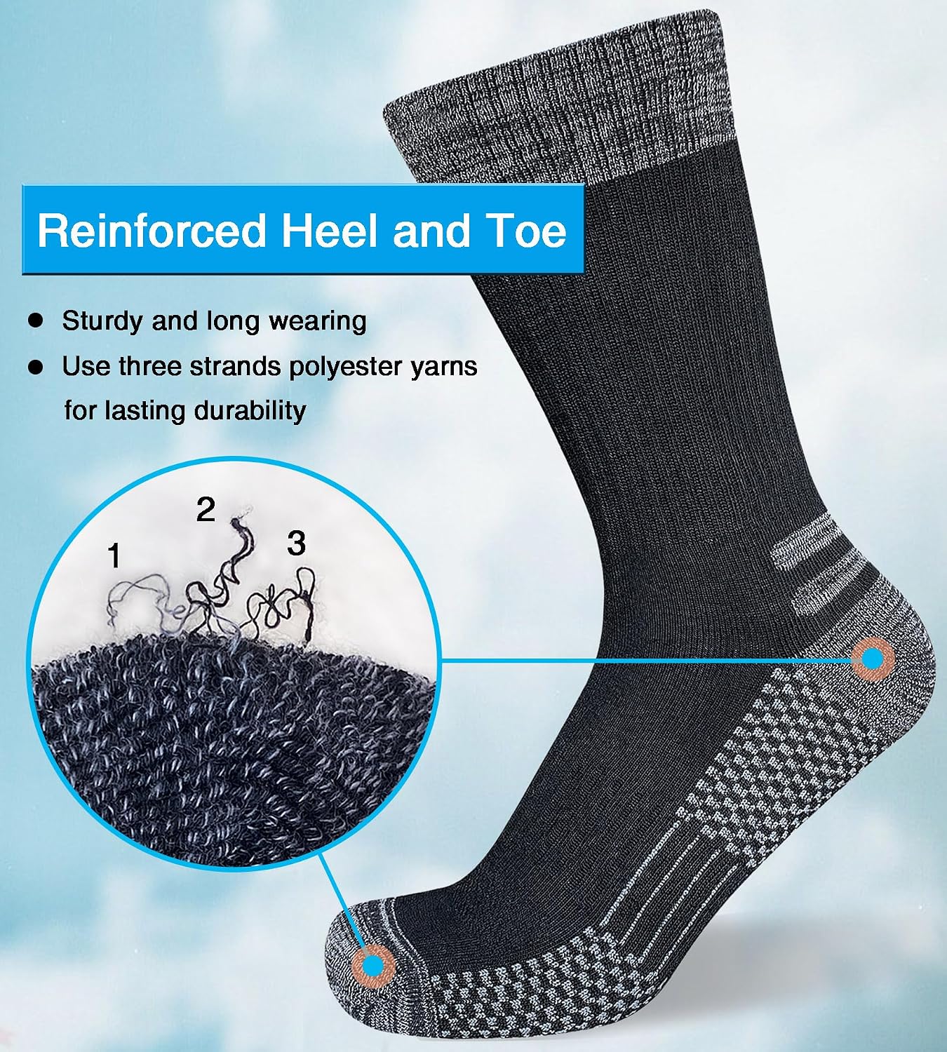 Detalle de suaskk Men's Crew Work Boot Socks, Cushioned, Moisture-Wicking, Reinforced Heel & Toe