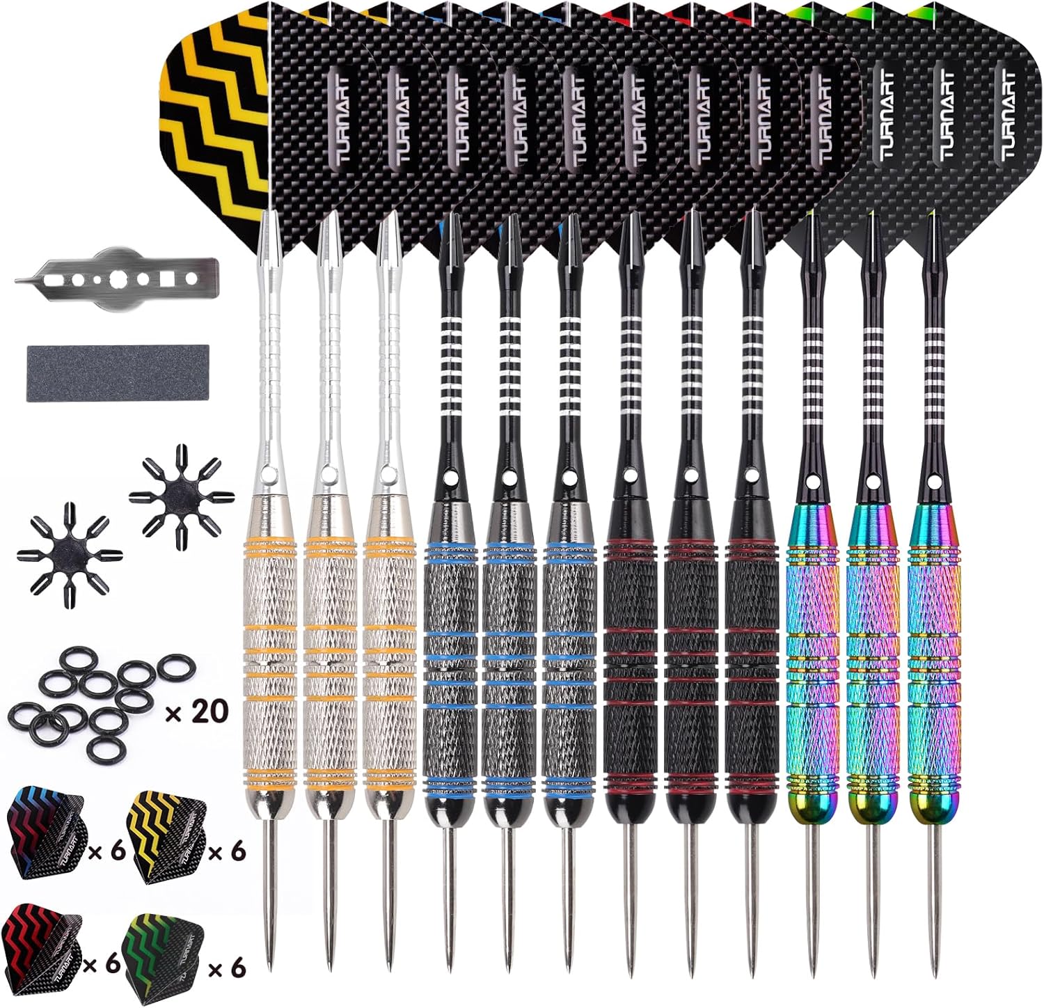 Thumbnail 6 de Turnart Dartpfeile Metallspitze – 12er Set, 24 g Profi Steel Pfeile (12 Aluminium-Schaft + 24 Flights)