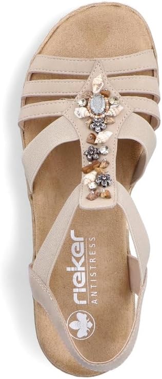 Detalle de Rieker Damen Riemchen-Sandalen V0649-62 Weite E½ – leicht, flexibel und komfortabel