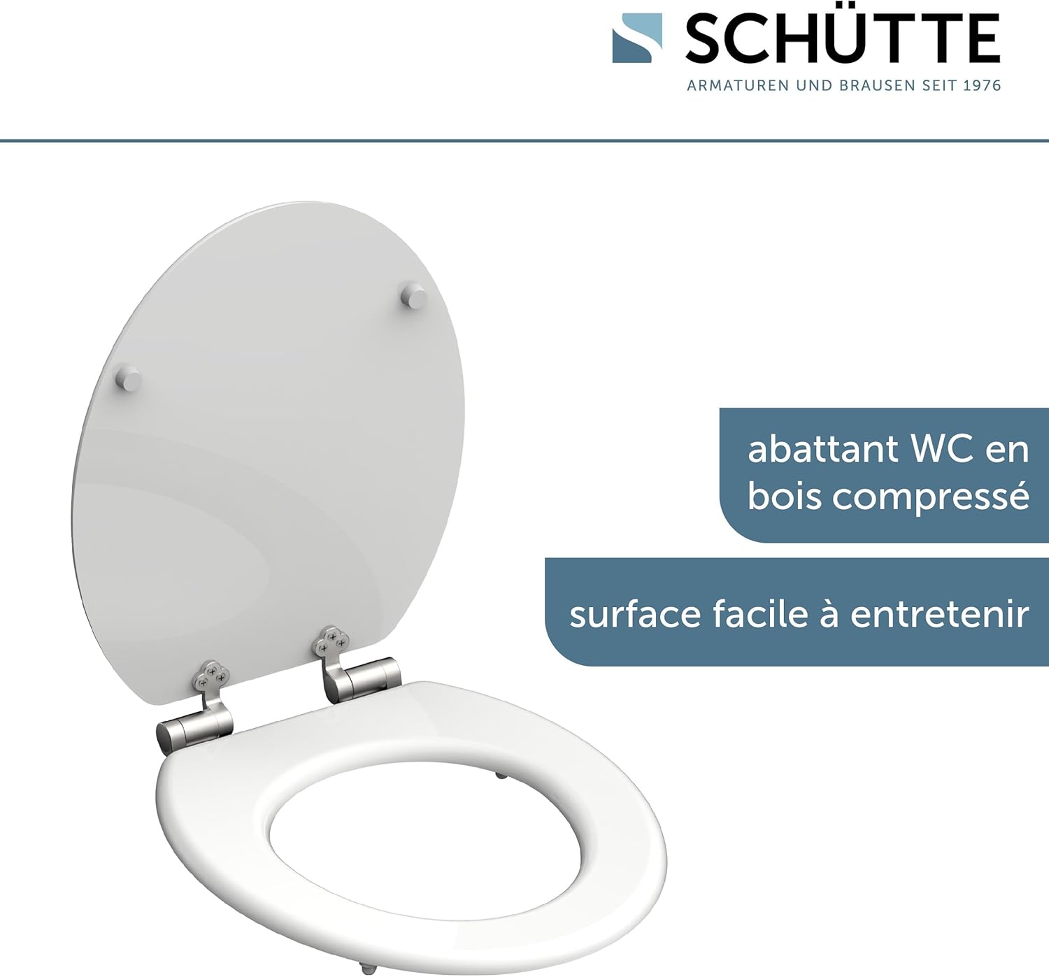 Thumbnail 4 de SCHÜTTE Abattant WC avec frein de chute – bois compressé, résistance jusqu’à 150 kg, blanc
