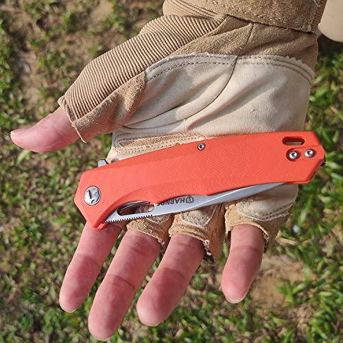 Detalle 2 de Harnds Navaja plegable Castor CK6118 con hoja AUS-8 y mango G10, 123 g, naranja
