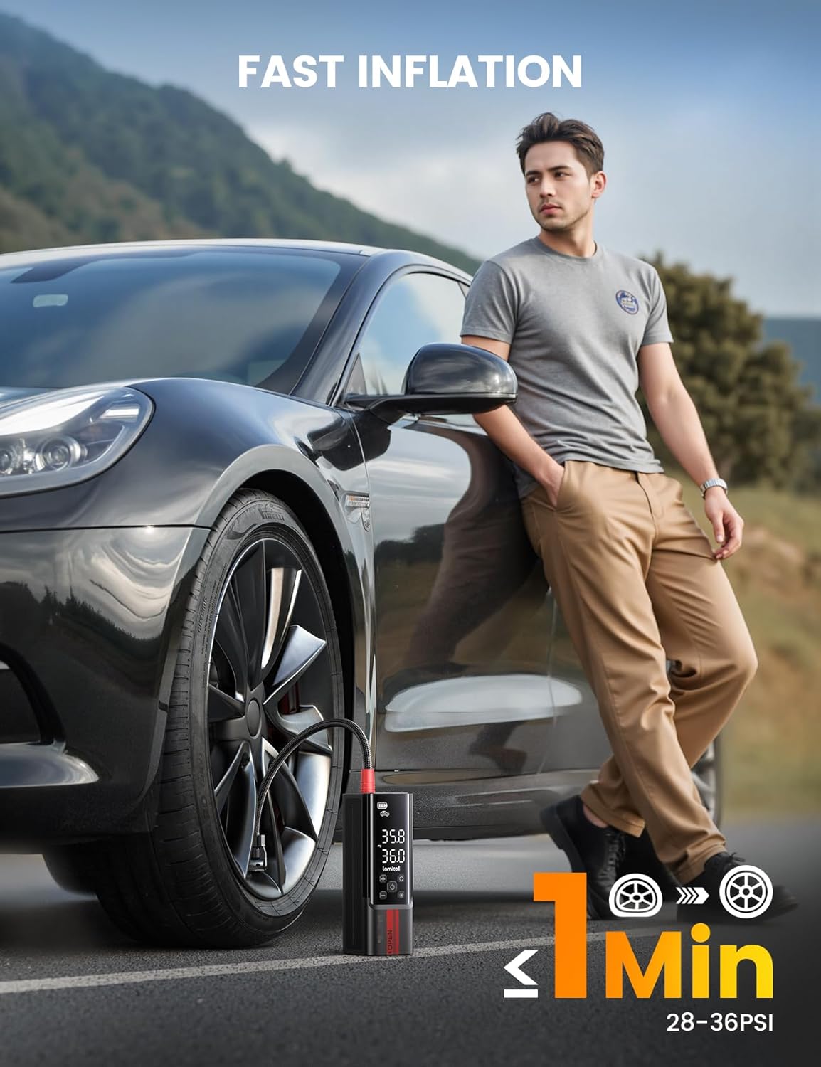 Detalle 2 de Lamicall Cordless Tyre Inflator 150PSI
