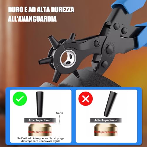 Detalle de Diyife Buca Cinture 6 Misure: Design a Doppia Leva Senza Sforzo per forare pelle, tessuti e altro