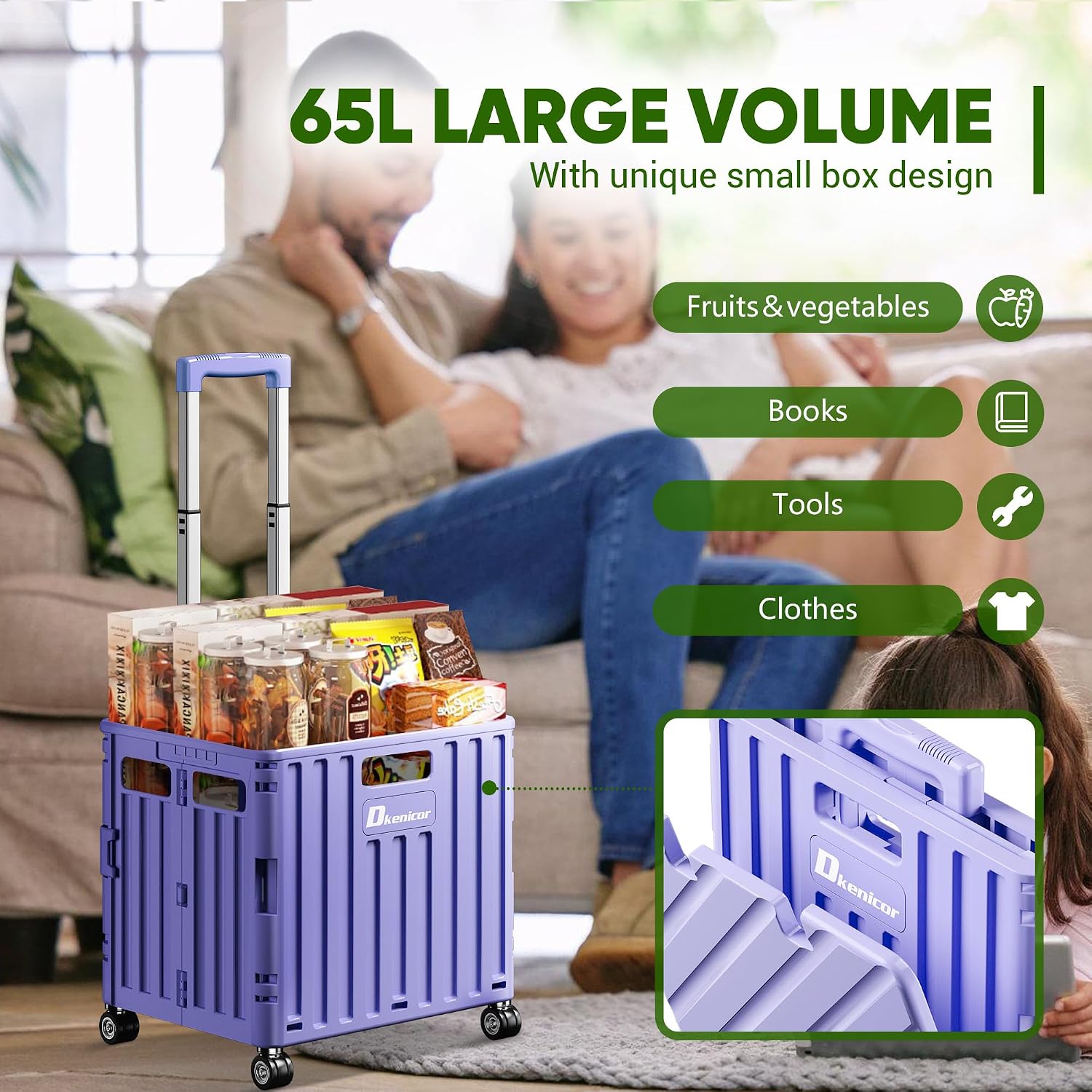 Detalle de Dkenicor Folding Utility Cart 65L