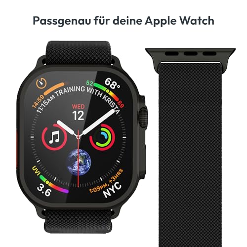 Detalle de VONMÄHLEN Classic Nylon Loop: Robustes Armband für Apple Watch 40/41/42 mm – All Black