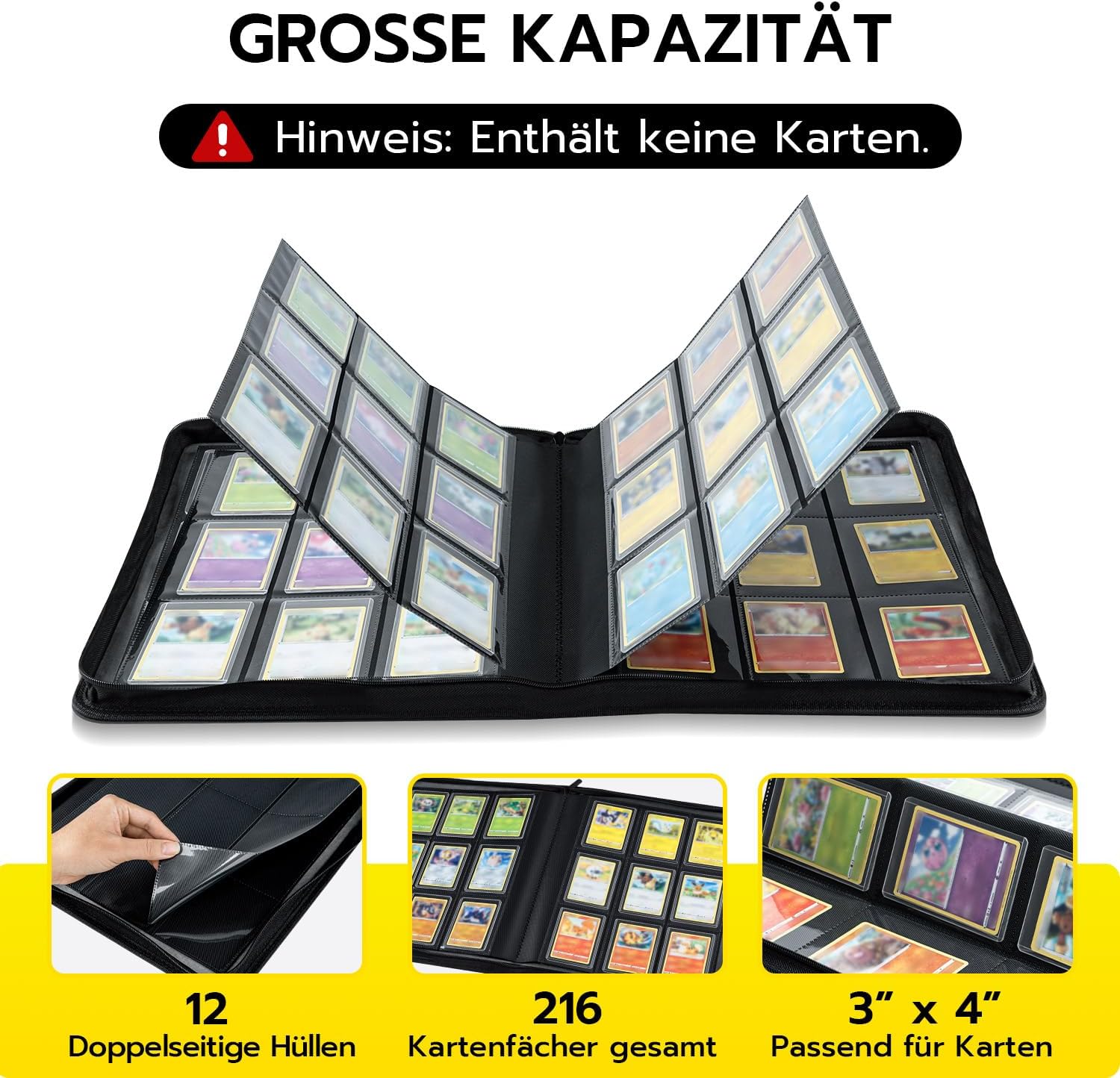 Detalle de Tolesum Toploader Album für 216 Karten (10 Toploader) – 9-Fächer Binder für 3x4 Zoll Rigid Toploaders, Denim-Design
