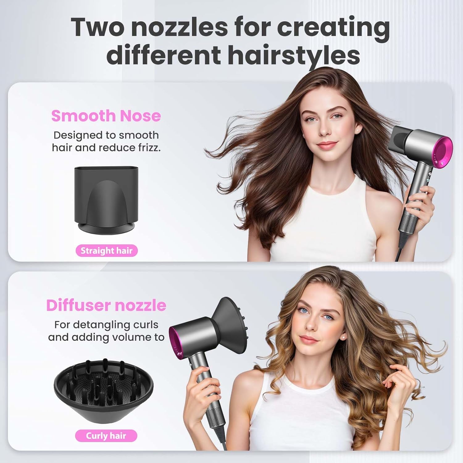 Detalle de AIUNAOM Phon Capelli Professionale 160.000 giri/min – ioni negativi, accessori magnetici, 3 velocità e 4 temperature