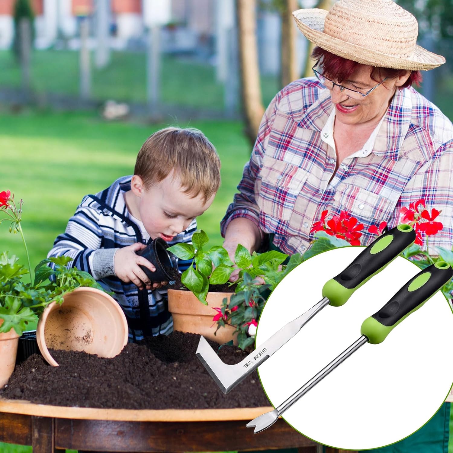 Thumbnail 6 de FENGQQKJ weedering tool set (pack of 2) with L-shaped and fork handle design