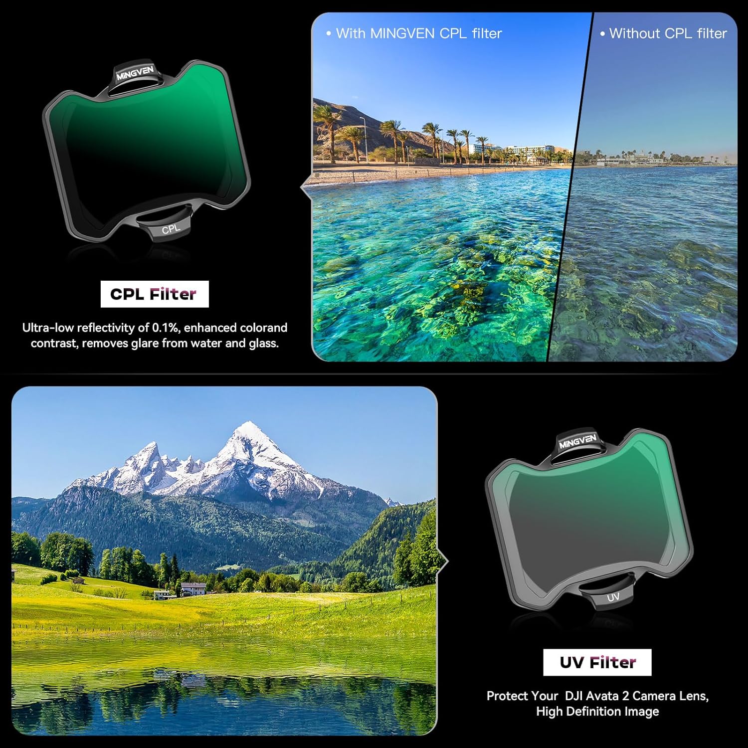 Thumbnail 3 de MINGVEN Avata 2 ND-Filter-Set (UV+CPL + ND) – 6er-Pack für DJI Avata 2 mit ND8 bis ND64