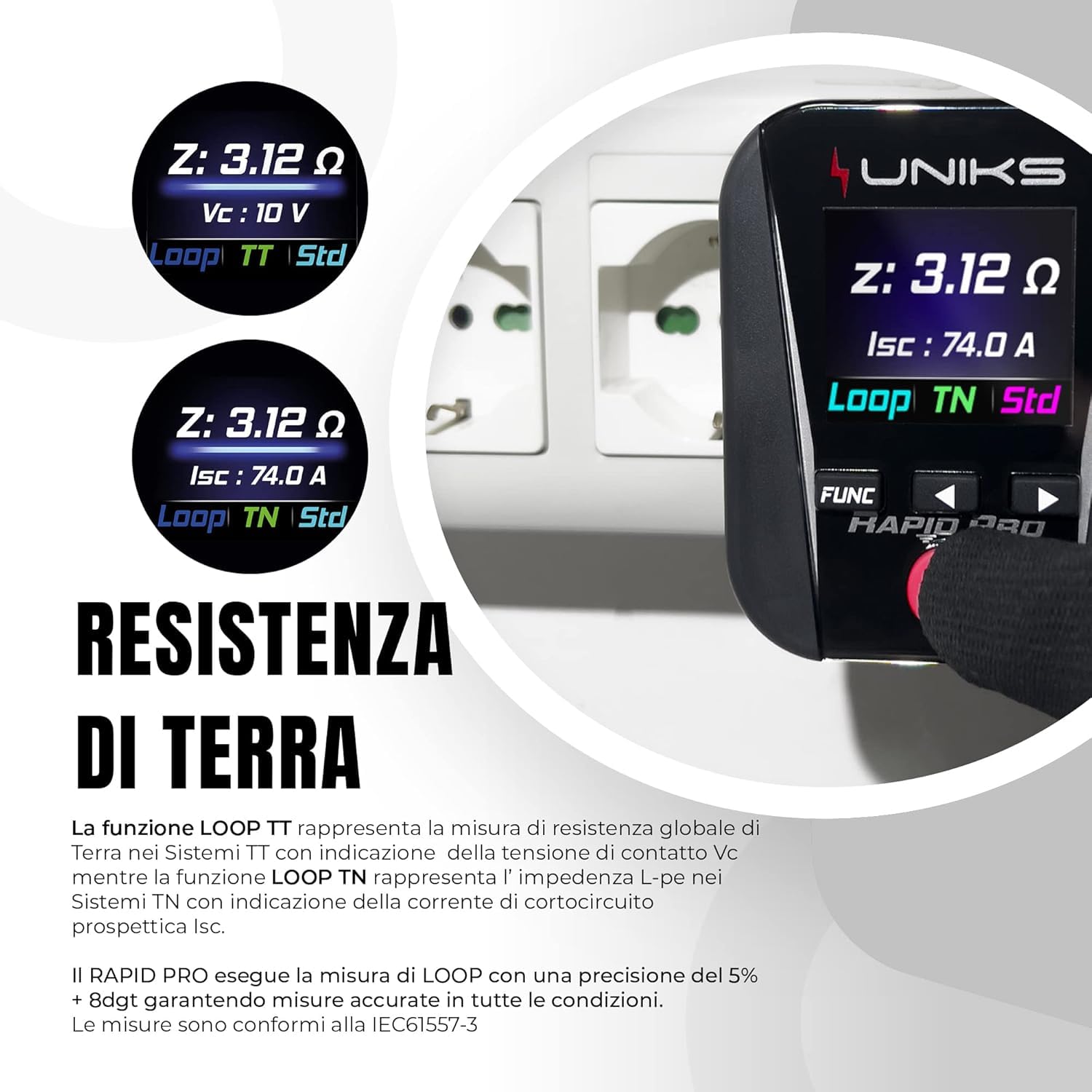 Thumbnail 3 de UNIKS - RAPID PRO: Tester tascabile per Terra, RCD e Prove prese, Made in Italy