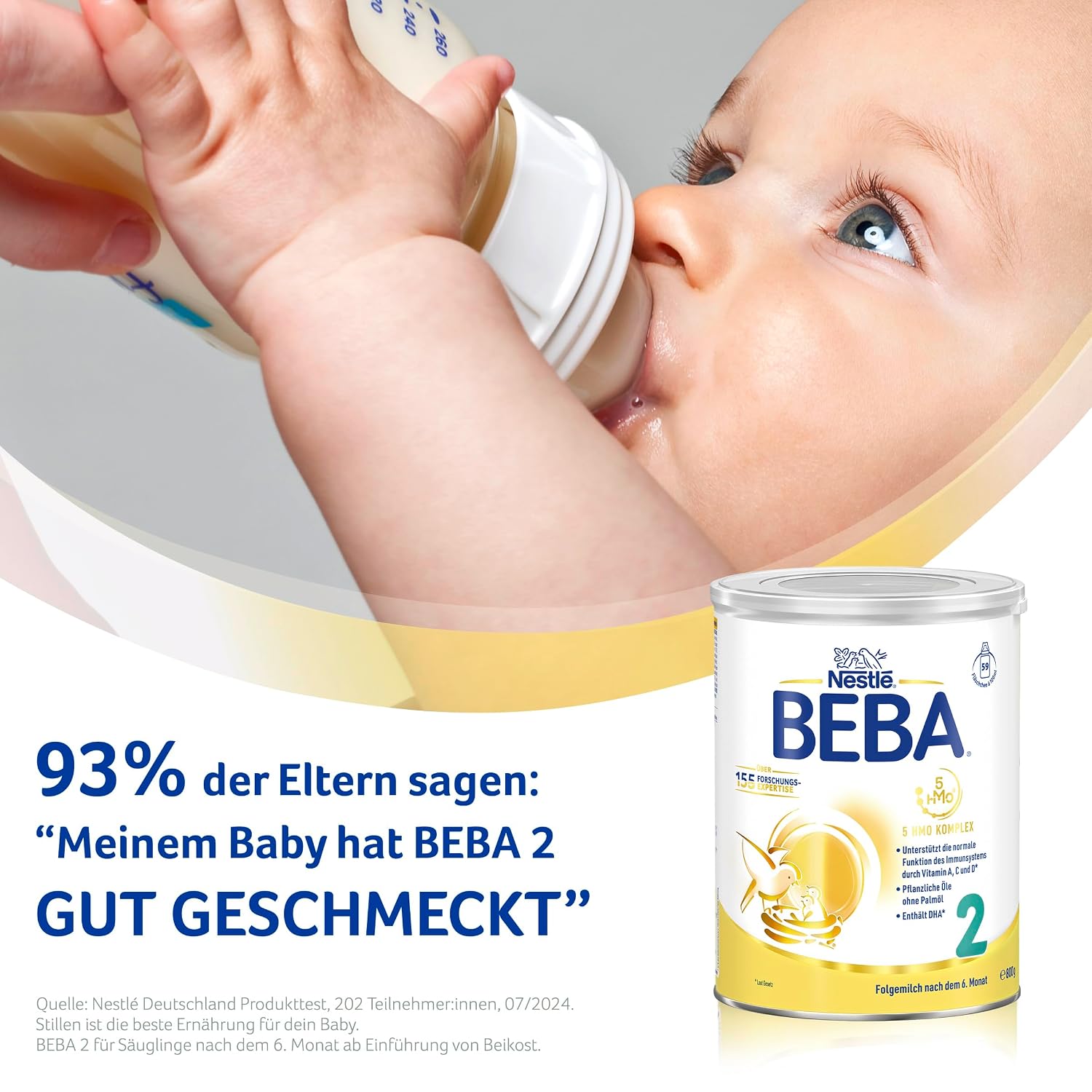Thumbnail 6 de BEBA 2 Folgemilch nach dem 6. Monat – 3er Pack (3 × 800 g) mit 5 HMO-Komplex, Nur Laktose, Ohne Palmöl