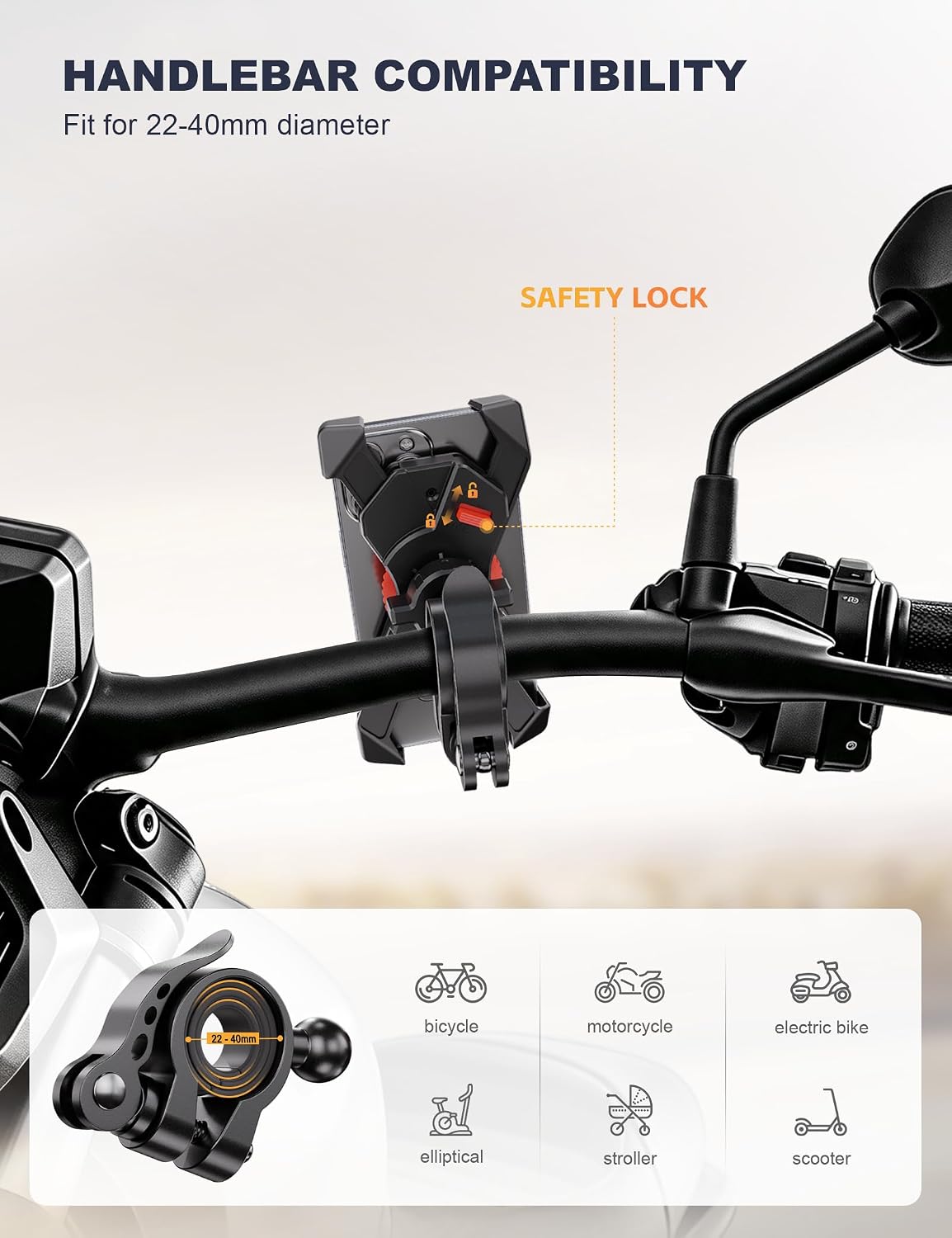 Thumbnail 3 de Grefay PB03AC fietstelefoonhouder, 360° draaibaar voor 3,5-6,5 inch
