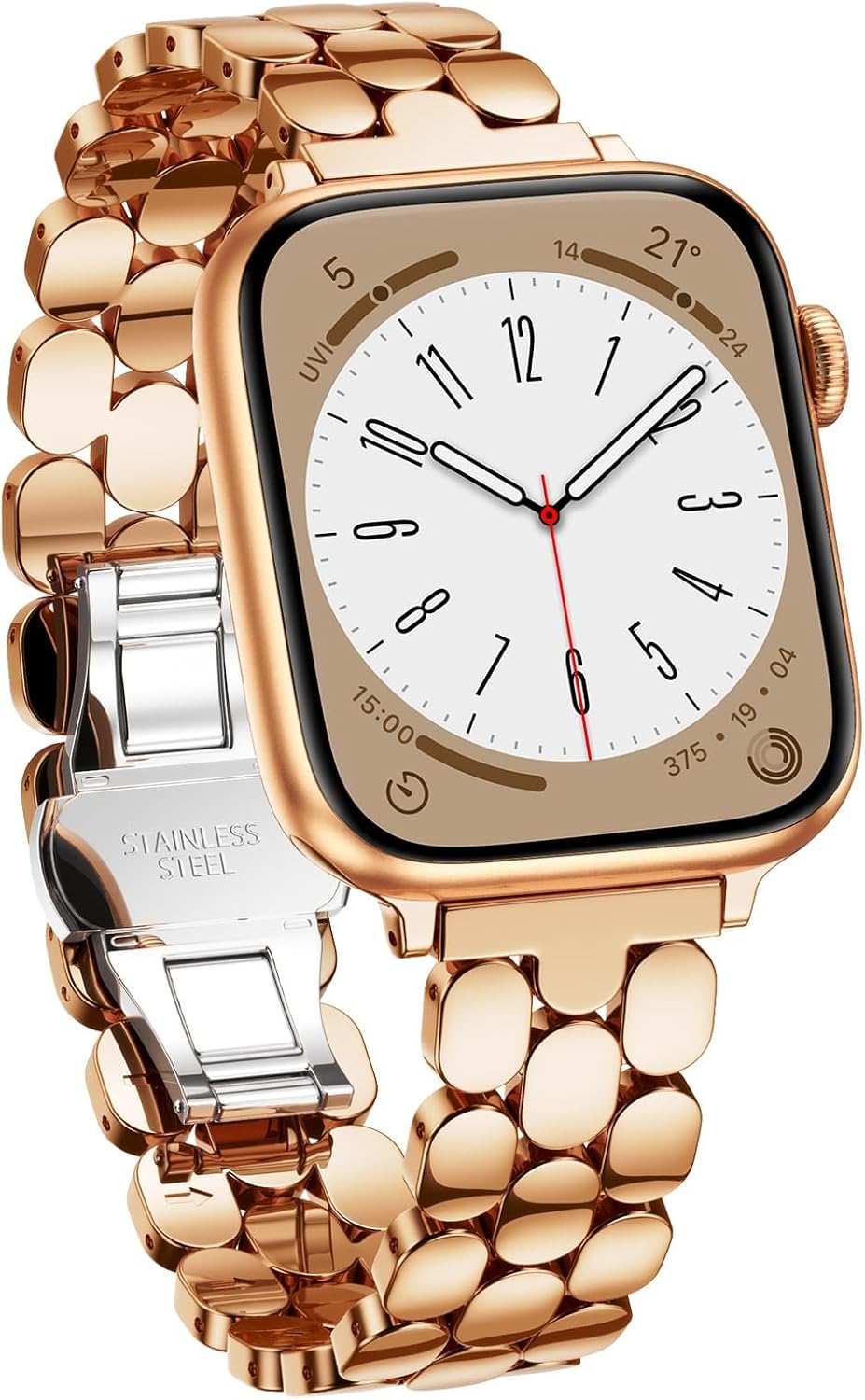 Detalle de V.R.HOPE Metallarmband für Apple Watch (Rose Gold) – Edelstahl-Band für 38/40/41/42 mm