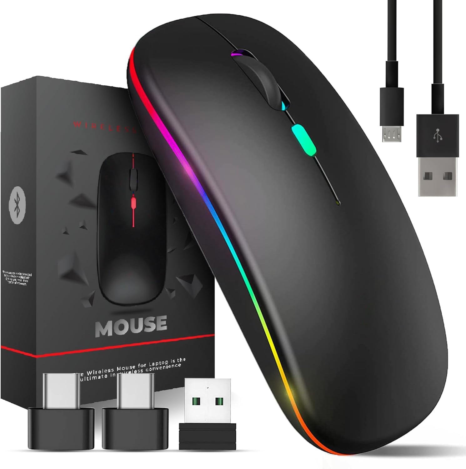Detalle de TEUREMI Wireless Mouse Rechargeable Dual Mode 2.4G & Bluetooth 5.0