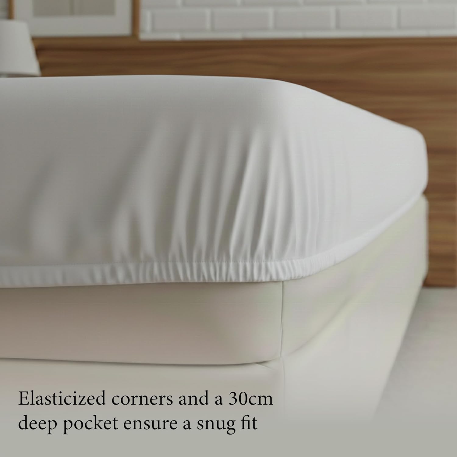Detalle de Funky Gadgets Deep Fitted Sheet, King Size (White) – 100% Egyptian Cotton, 300 Thread Count