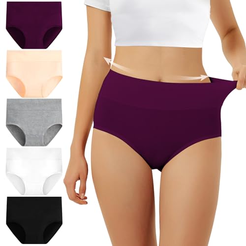 Detalle de FALARY Bragas mujer cintura alta algodón – 5 piezas multicolor, 2XL