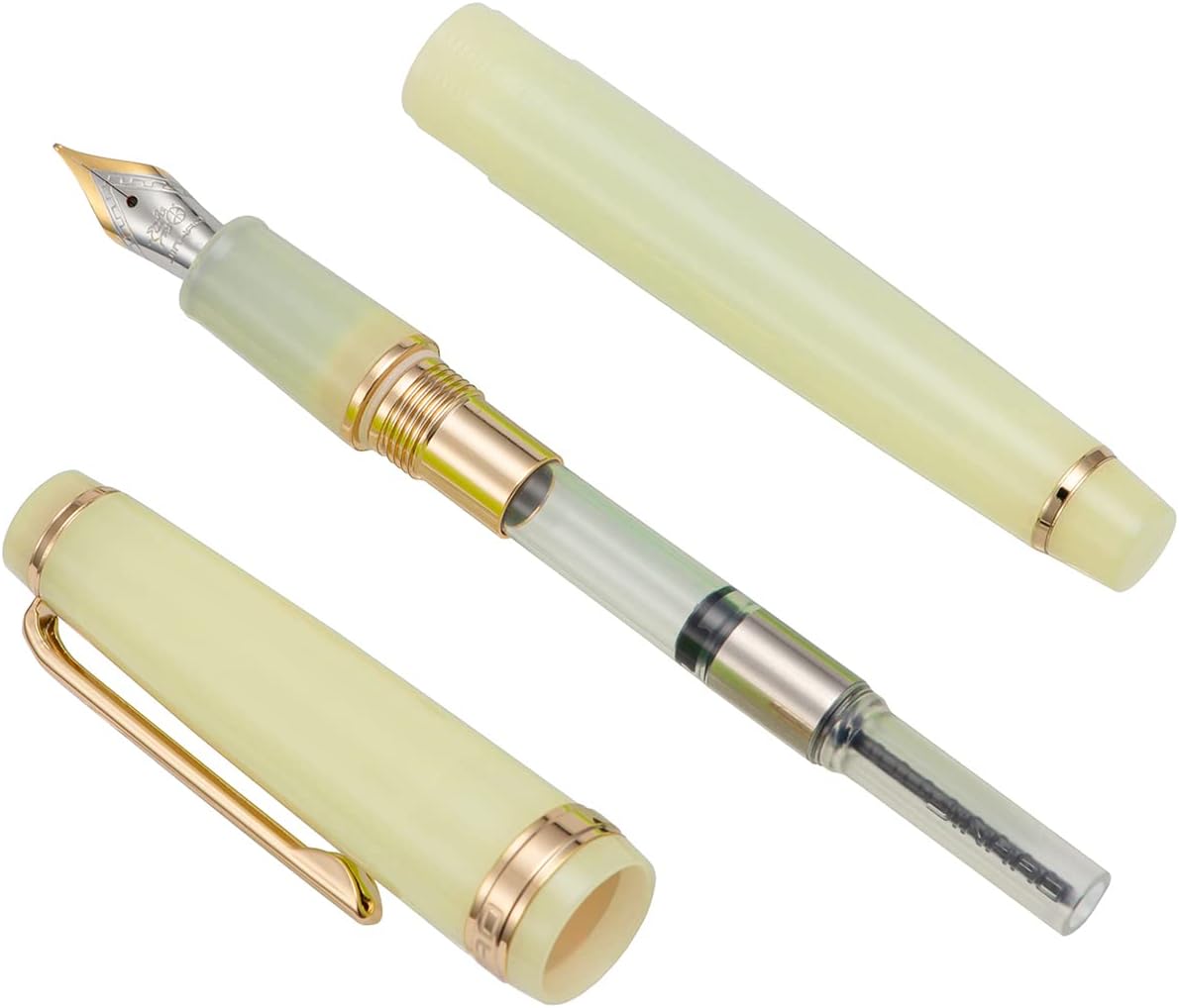 Thumbnail 4 de Jinhao 82 Harz Füllfederhalter Set – 2 Stück mit Konverter, Transparent Gelb, Iridium Extra Fein & Fein Spitze