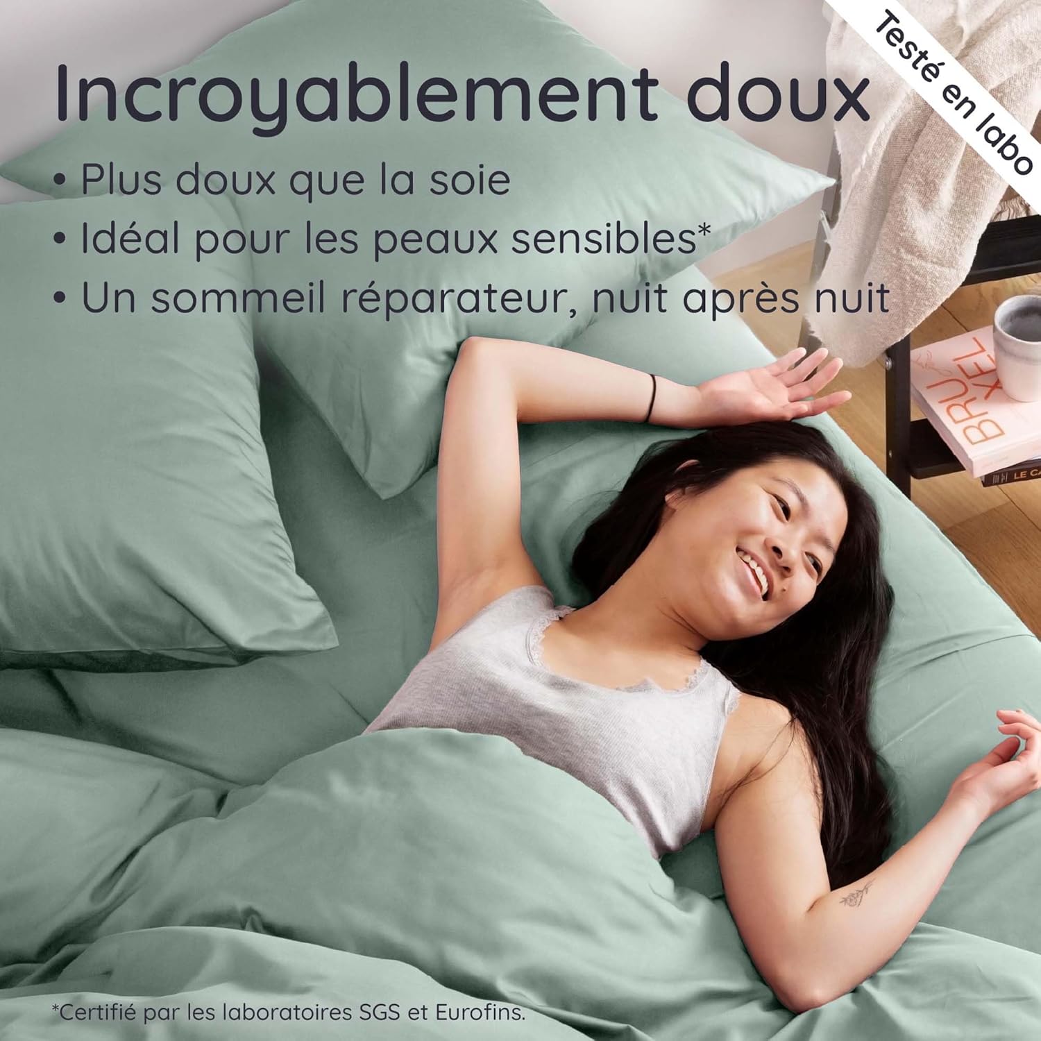 Thumbnail 3 de Bambaw Drap housse en bambou 160x200 cm (pour matelas épais jusqu’à 35 cm) – Vert d’eau