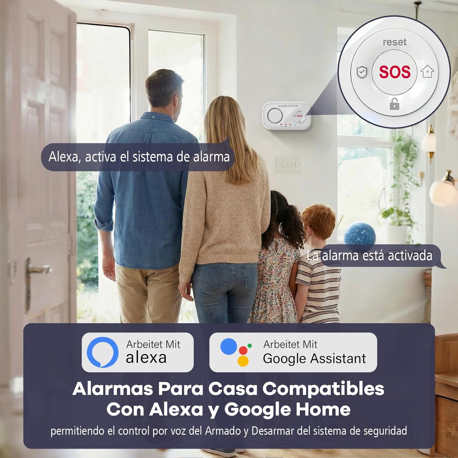 Thumbnail 1 de YISEELE Allarme Casa Senza Fili con centrale 120 dB, 4 sensori e telecomando (compatibile Alexa e Google Home)