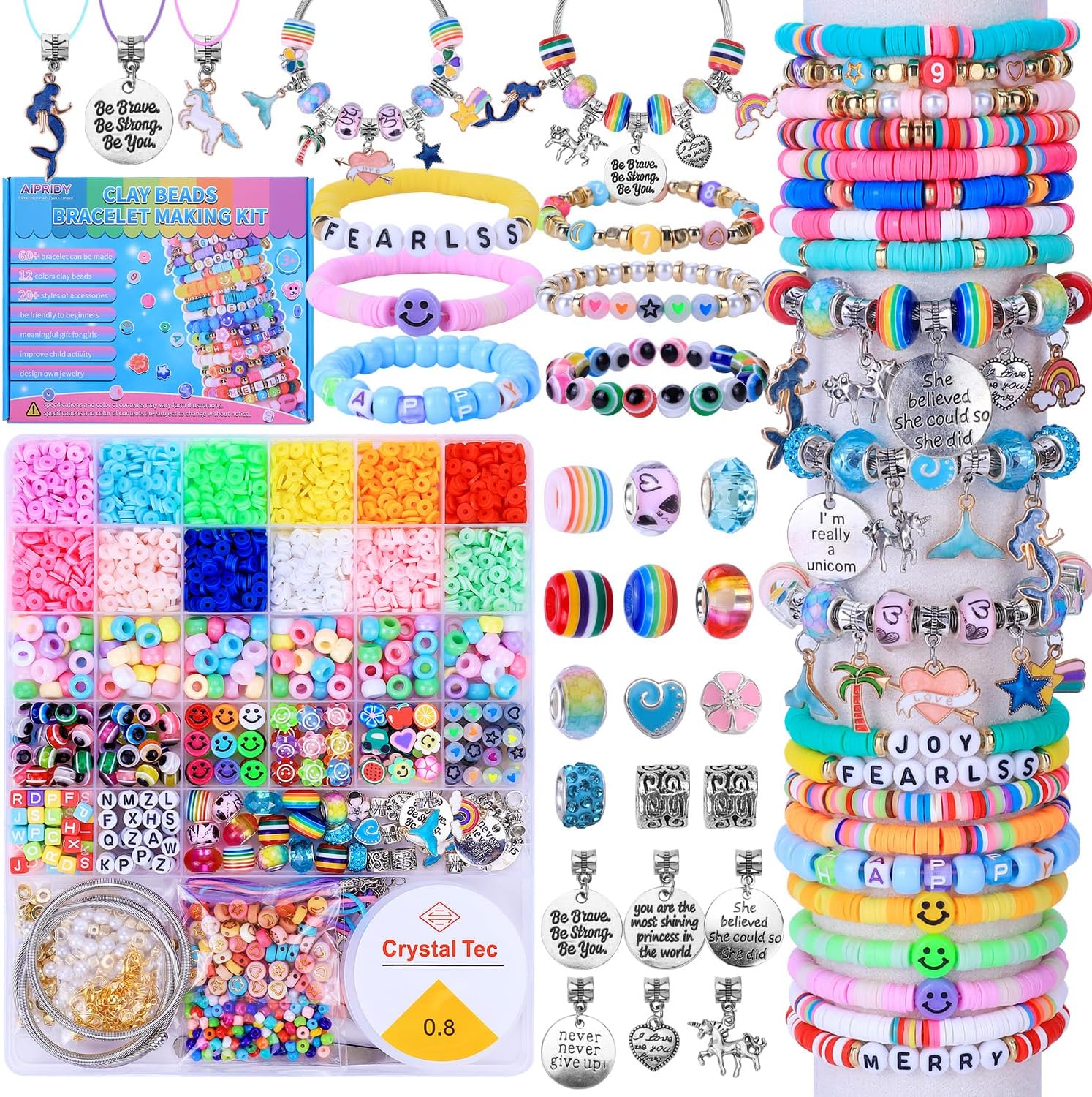 AIPRIDY 3600-Piece Girls Bracelet Making Kit (Unicorn/Mermaid Theme) DIY Jewelry Crafts