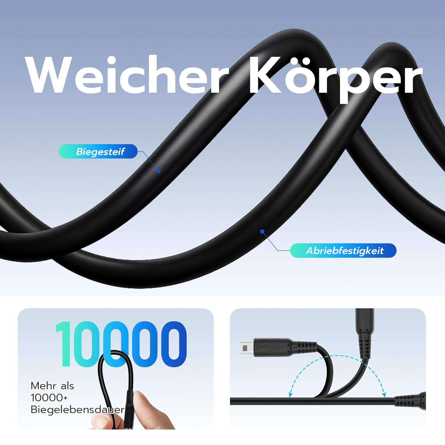 Detalle de Mcbazel USB-Ladekabel für Nintendo DSi/3DS/2DS – Ersatzkabel für New & XL Modelle, 1,2 m