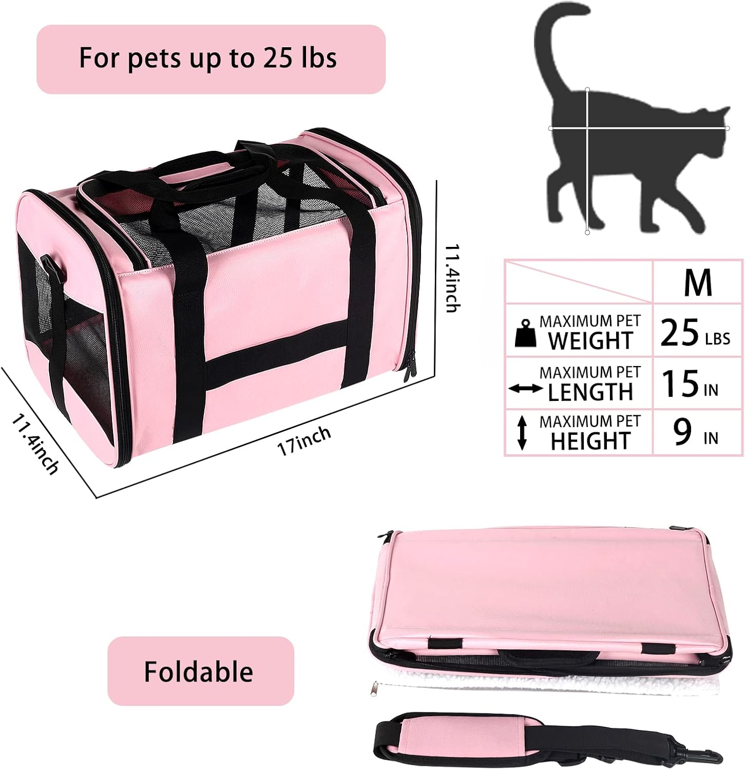 Detalle 2 de Cat Carrying Case 17x11x11 in Pink