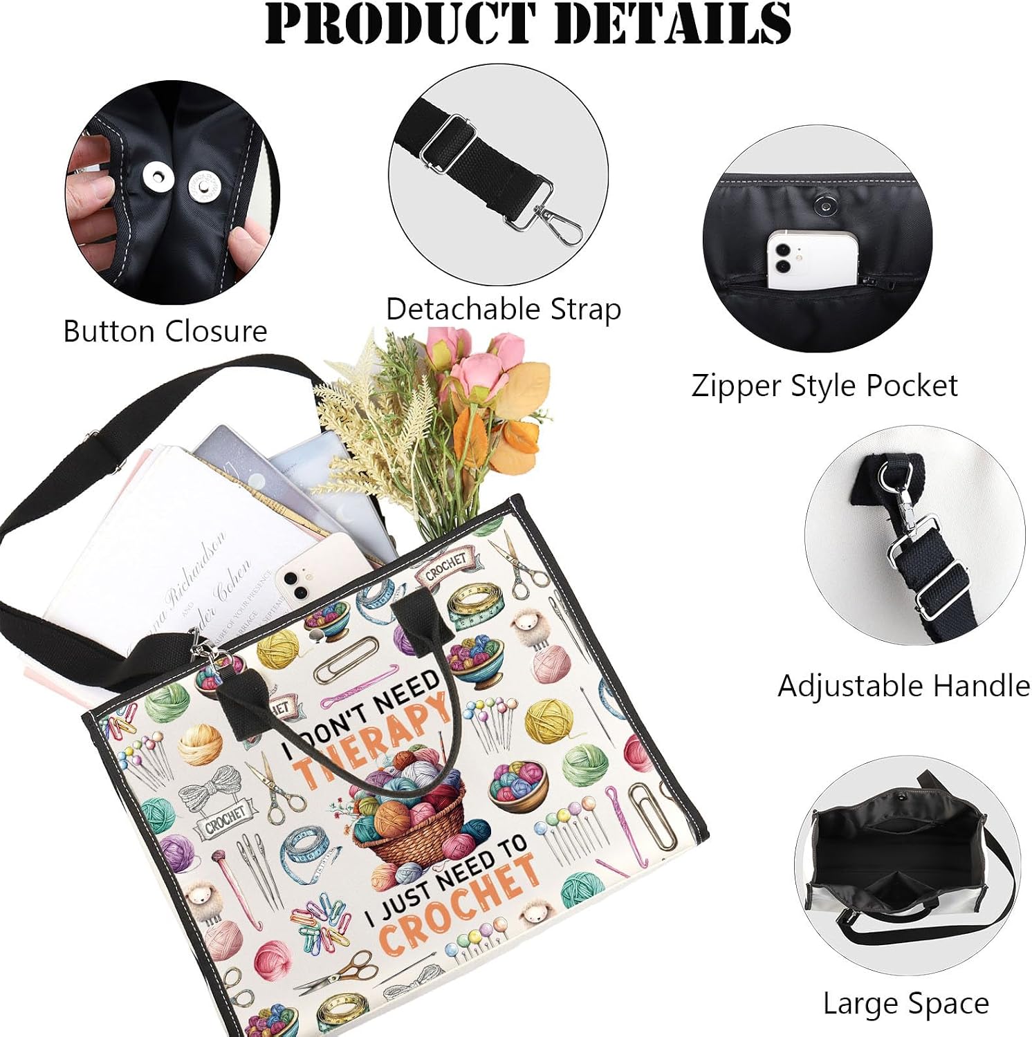 Thumbnail 2 de MYSOMY Crochet Lover Makeup Bag: Funny Crochet Gift, Double-Sided Themed Pouch