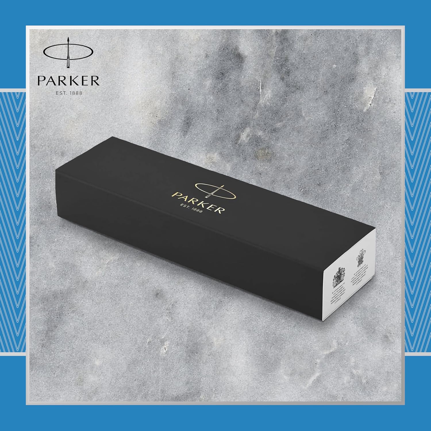 Detalle de Parker IM stylo bille Bleu gris Premium à attributs chromés, pointe moyenne et encre bleue (coffret cadeau)