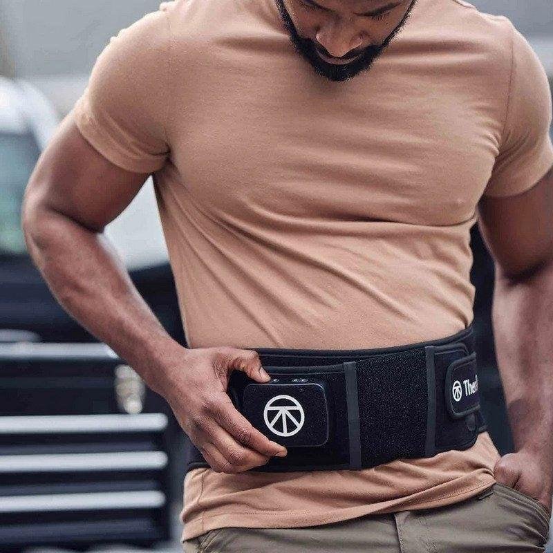 Detalle de Therabody ThermBack LED lumbar: frío, calor, vibración y control con app