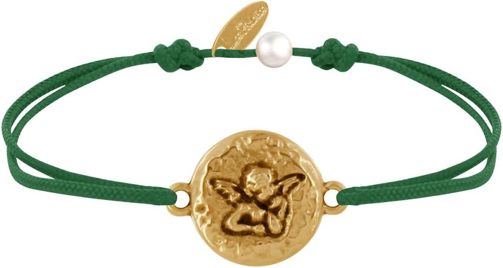 Thumbnail 6 de Les Poulettes Bijoux bracciale con medaglia tonda martellata in ottone dorato Angelo Raffaele