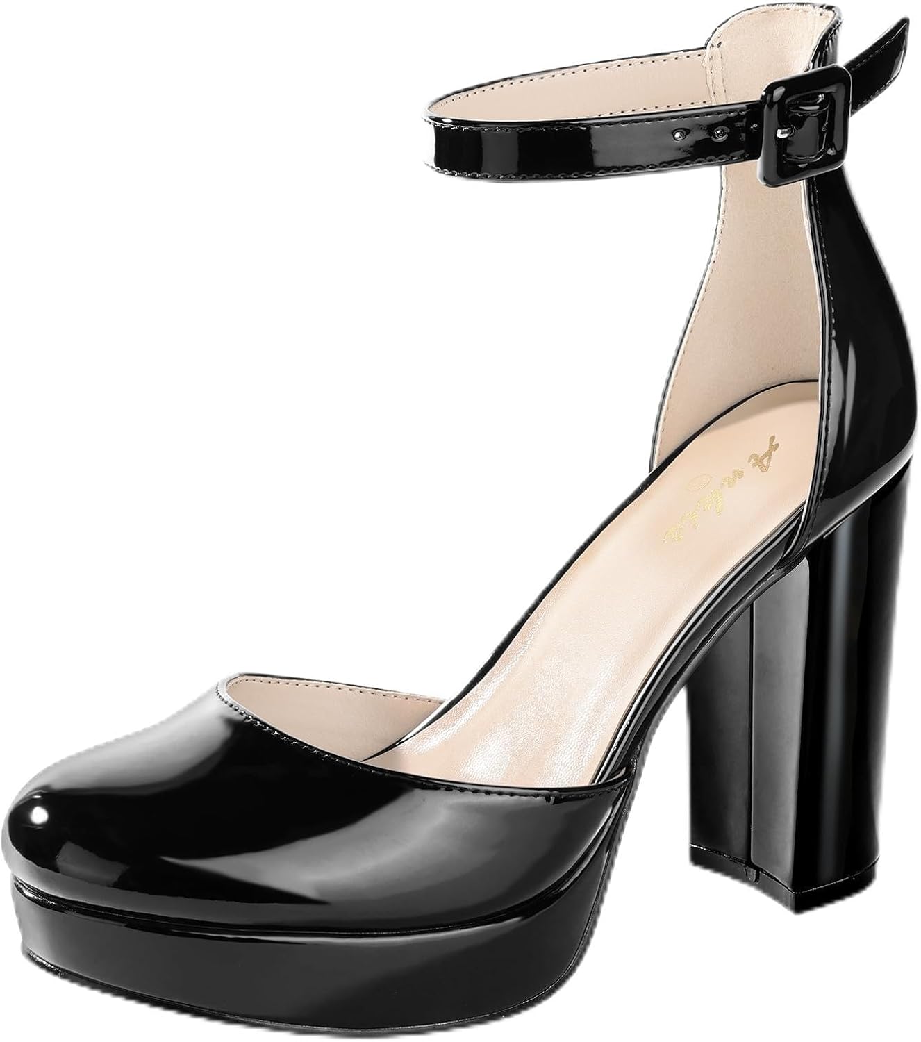 Thumbnail 6 de Ankis Black Platform Closed Toe Heels for Women — 4 Inch Block Heel Pumps