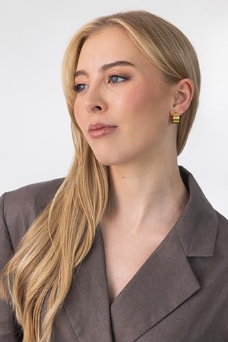 Detalle 2 de Purelei Bold Creolen – breite Statement-Ohrringe aus wasserfestem Edelstahl in Gold