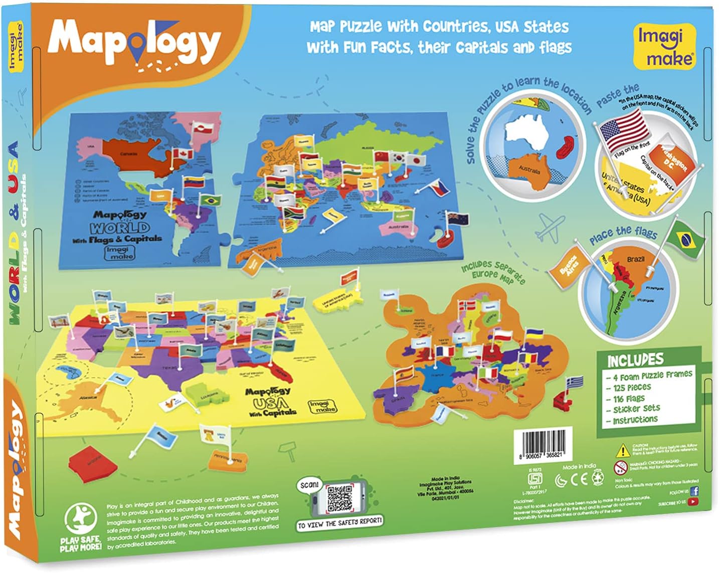 Detalle 2 de Imagimake Mapology USA & World Map Puzzle