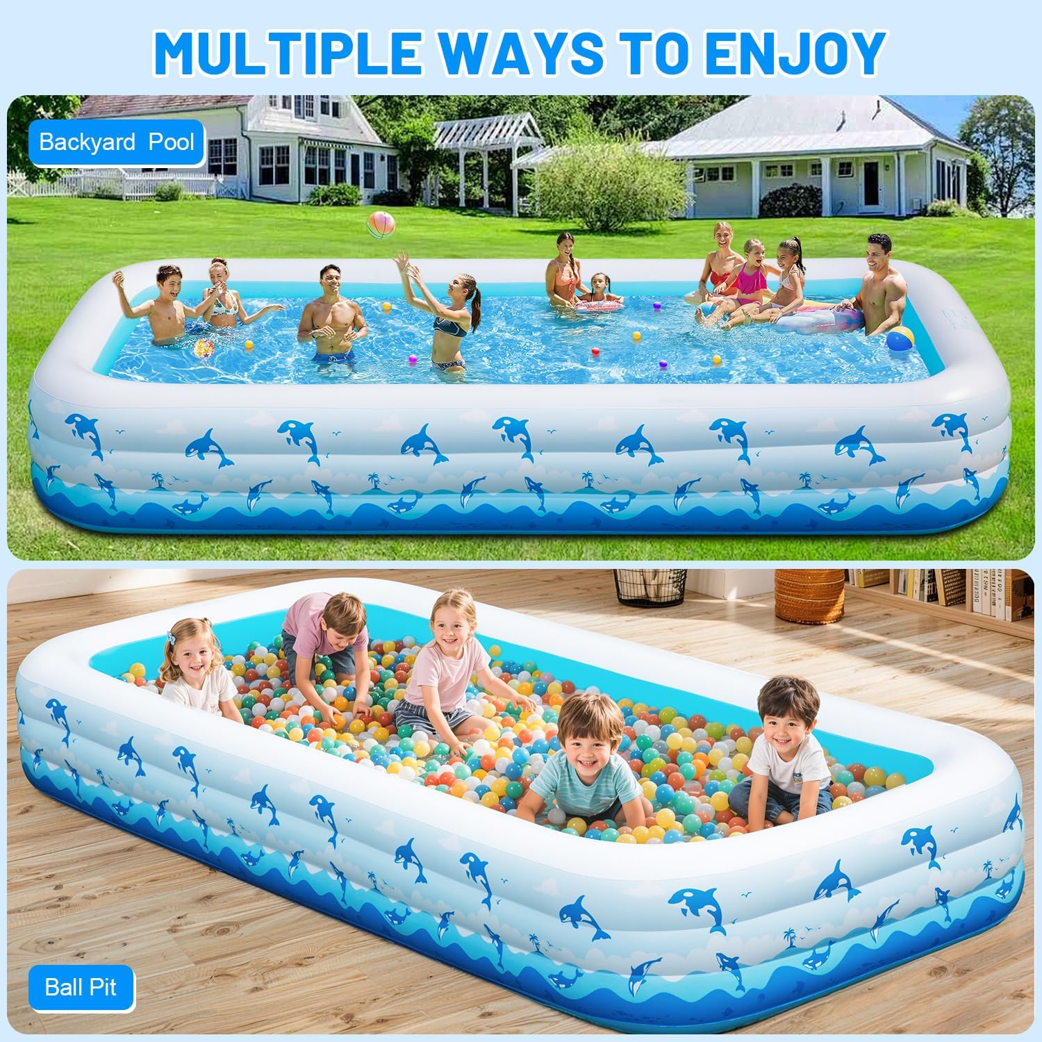 Thumbnail 6 de Cinlinso Extra Large Inflatable Pool – 165 x 76 x 22 inches