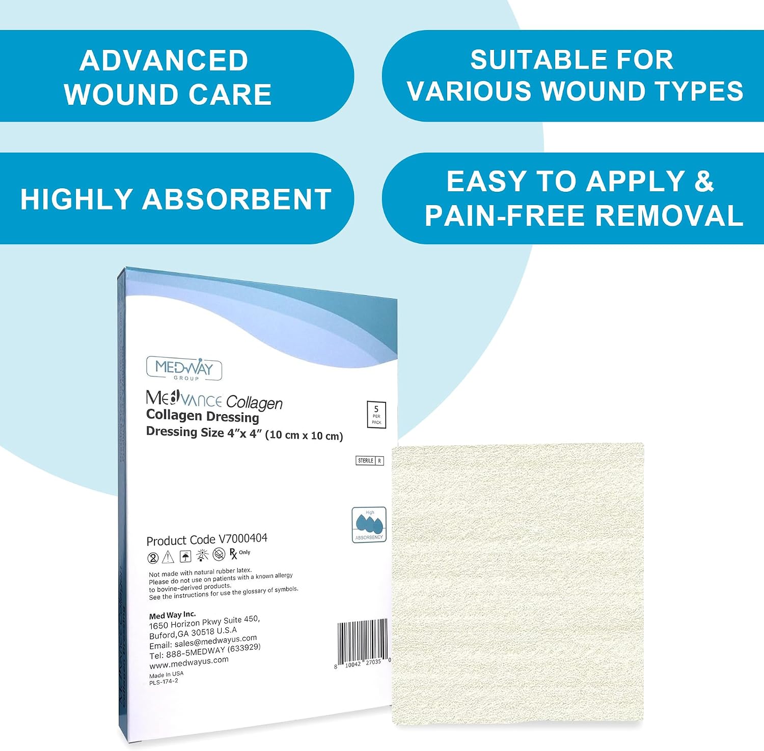 Detalle 2 de MedVance collagen wound dressing pads, 4" x 4