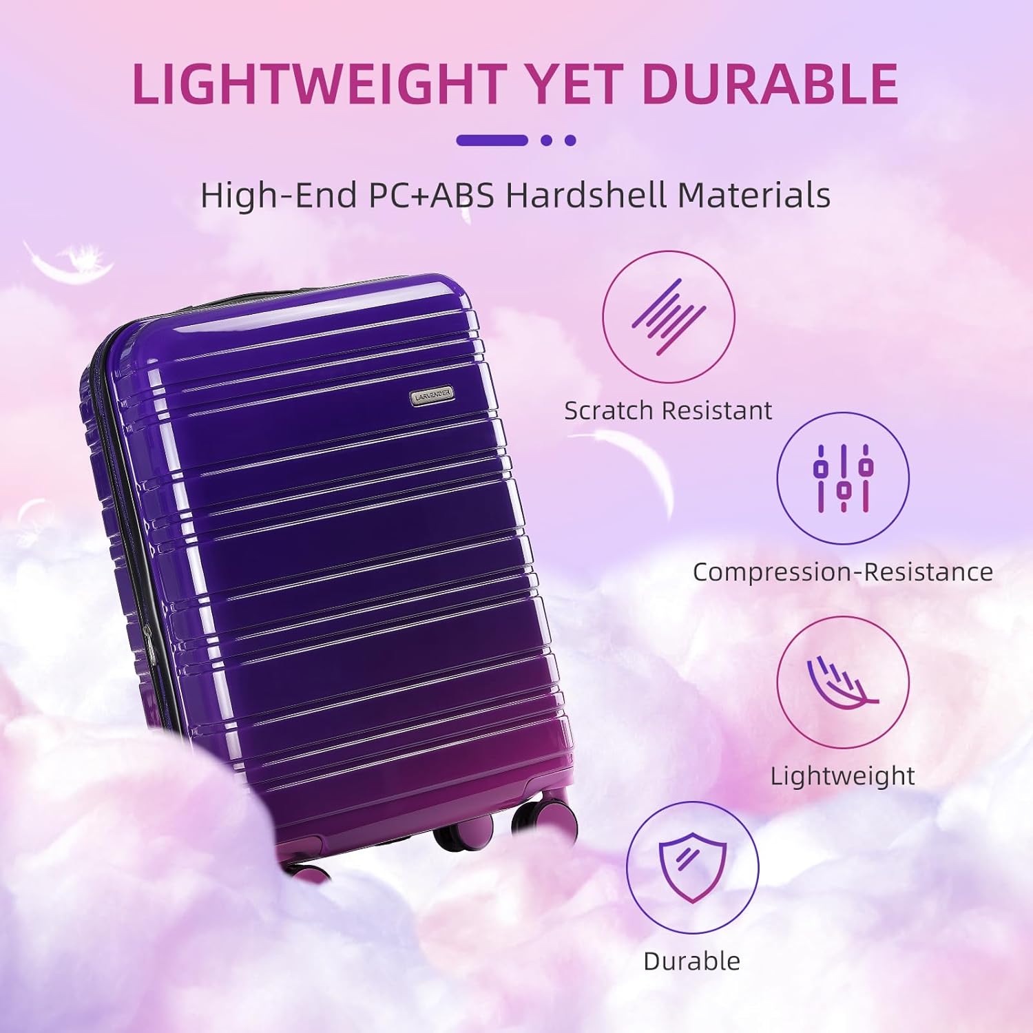 Detalle 2 de LARVENDER Luggage Sets 3 Piece 20" Carry-On
