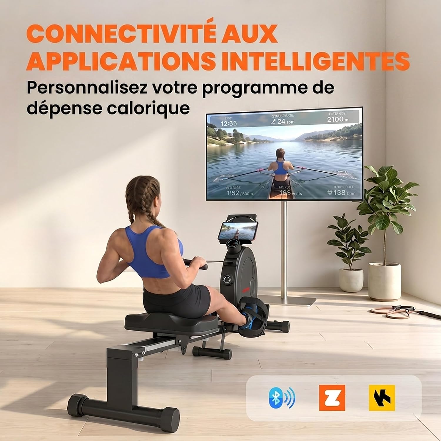 Thumbnail 3 de SPORTNOW A90-457V00BK roeitrainer met 16 magnetische weerstandsniveaus en LCD-display