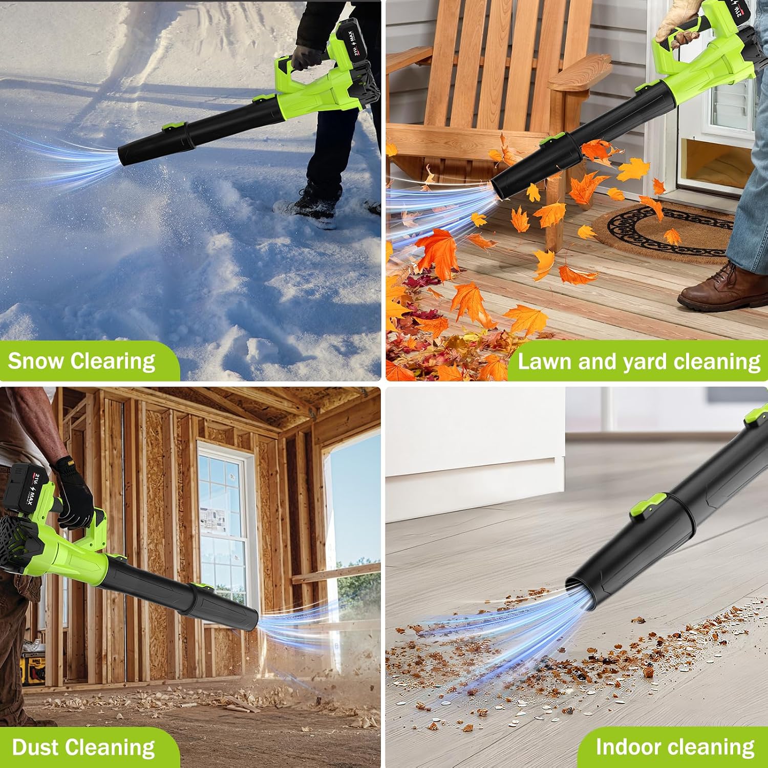 Detalle de GUPOQIGU LSCYJ 21V Cordless Leaf Blower with 6 Speeds and 2 Batteries