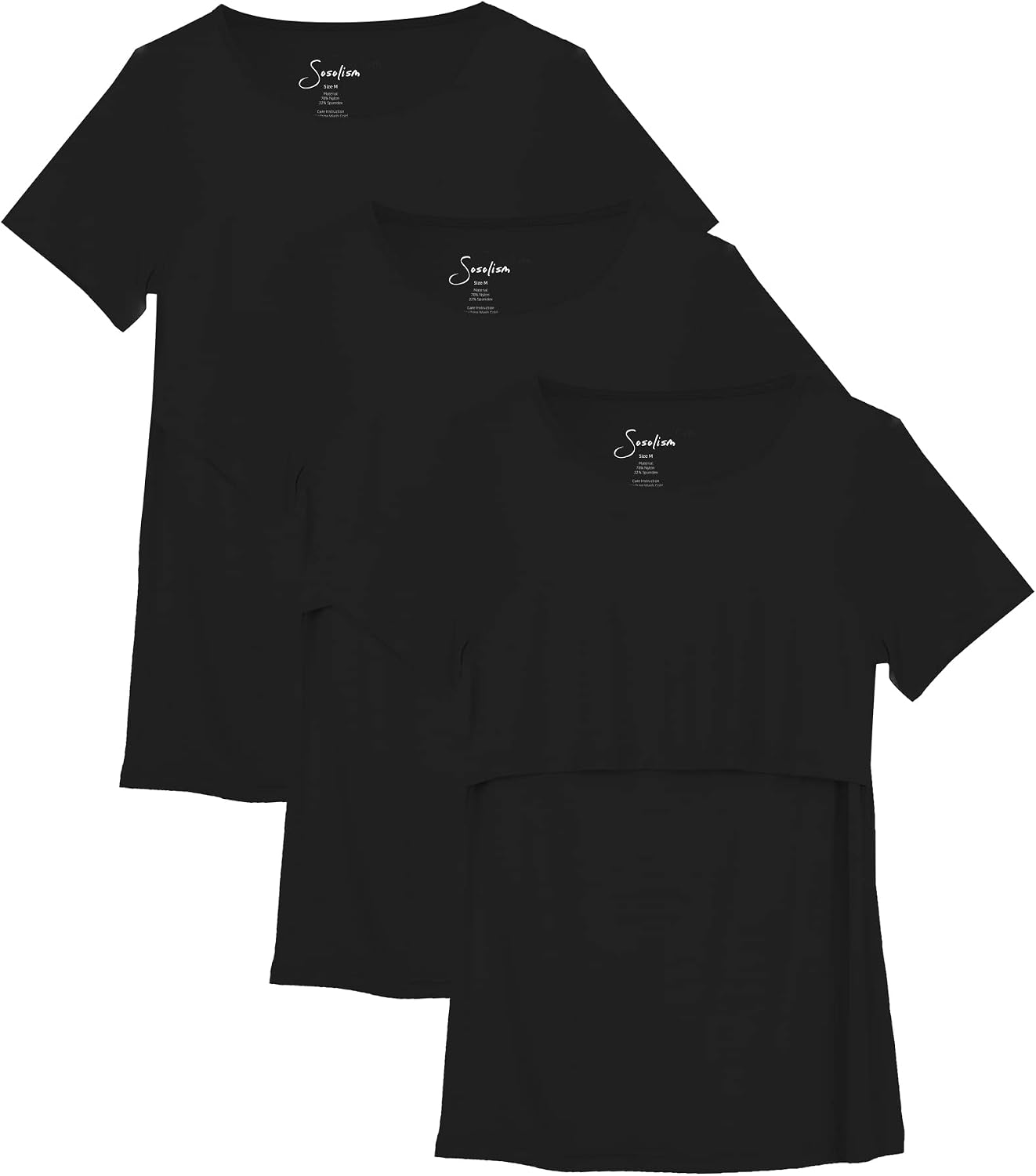 Thumbnail 5 de Sosolism Women's Maternity Nursing Tops 3-Pack: Discreet, Stretchy Comfort for Breastfeeding