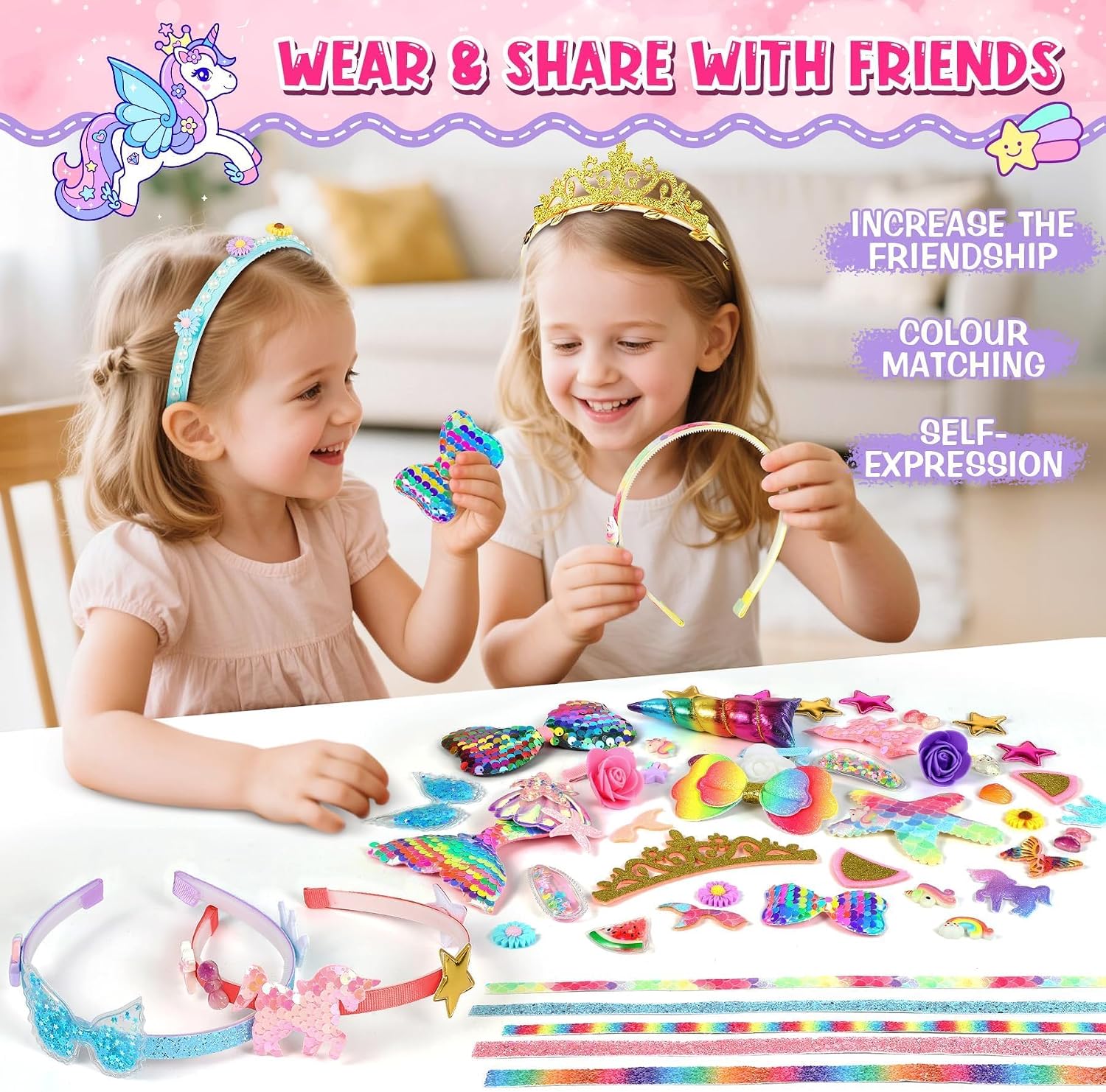 Detalle 1 de Pourbibi Kit 10 pezzi per cerchietti bambine 🎀