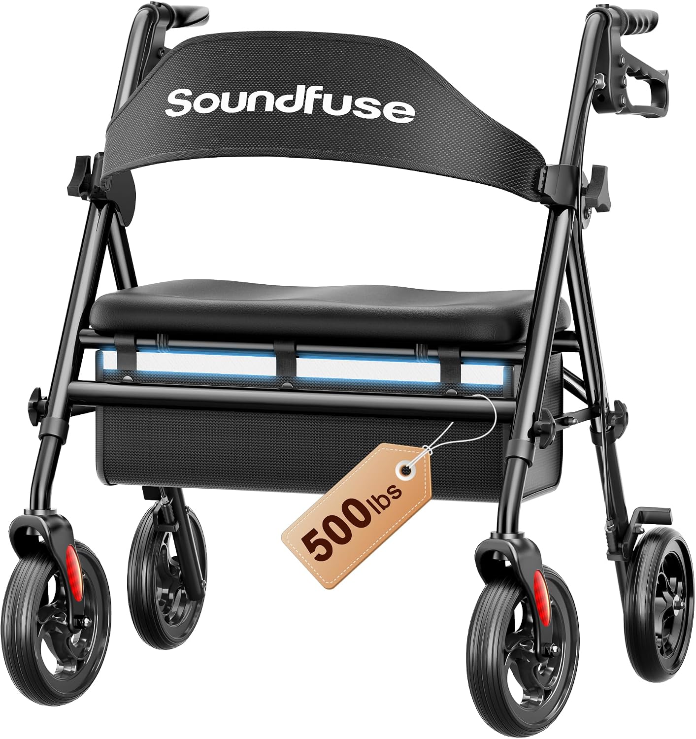 Detalle de Soundfuse Bariatric Rollator Walker, 20-Inch Seat