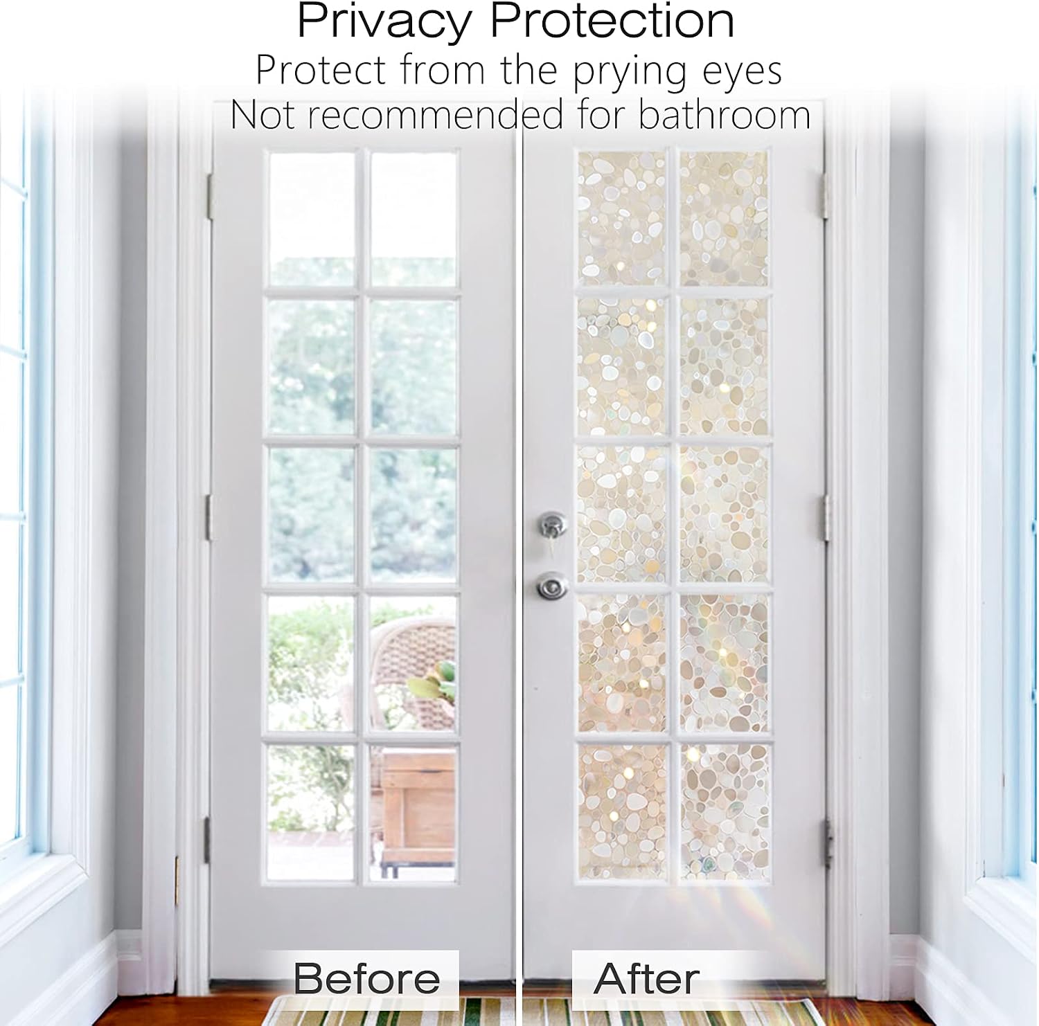 Detalle 2 de rabbitgoo A015-90 Window Privacy Film, 3D Pebble Rainbow Static Cling, 35.4" x 78.7