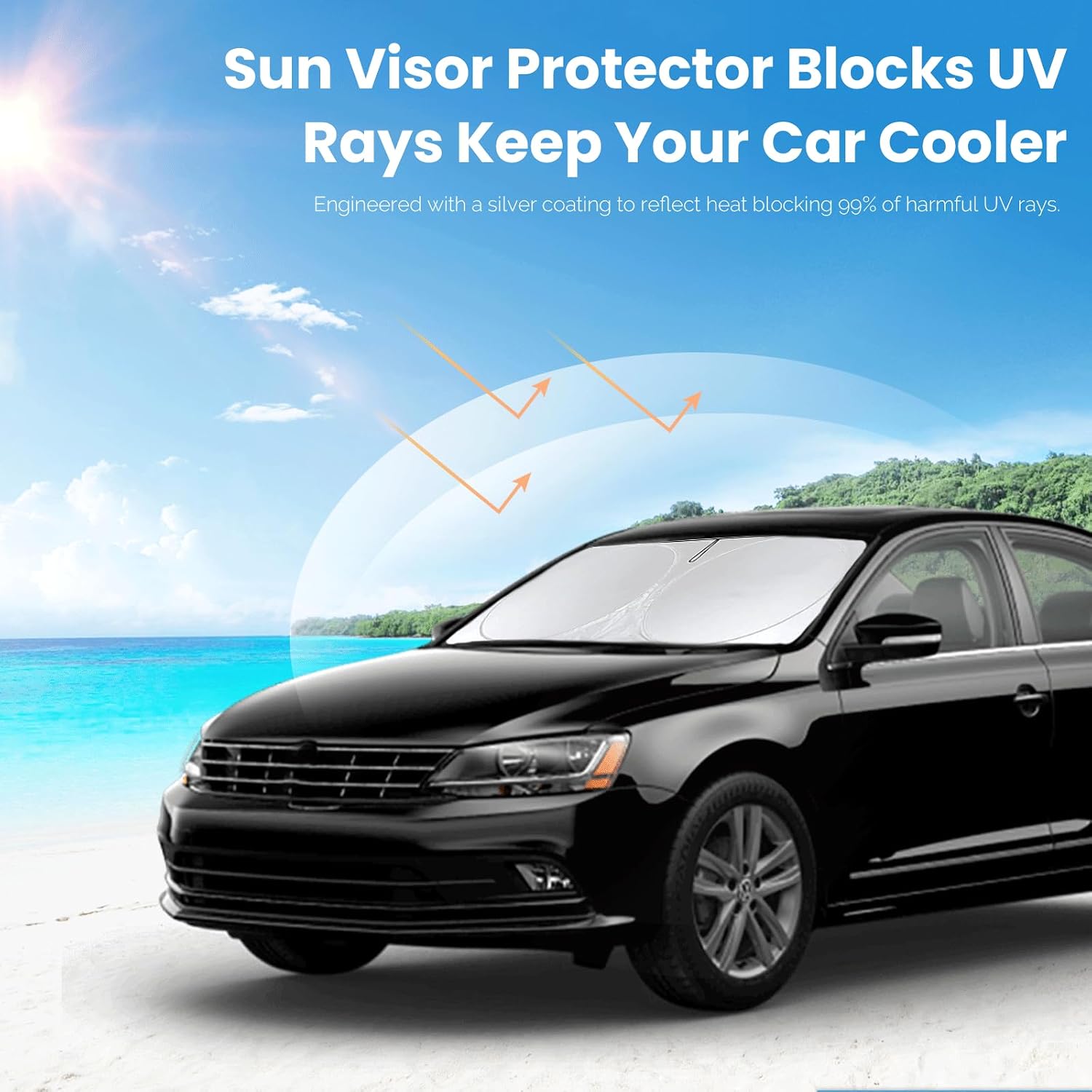 Thumbnail 4 de Custom Fit Passat Windshield Sunshade (2012-2022) with 210T Silver Coating