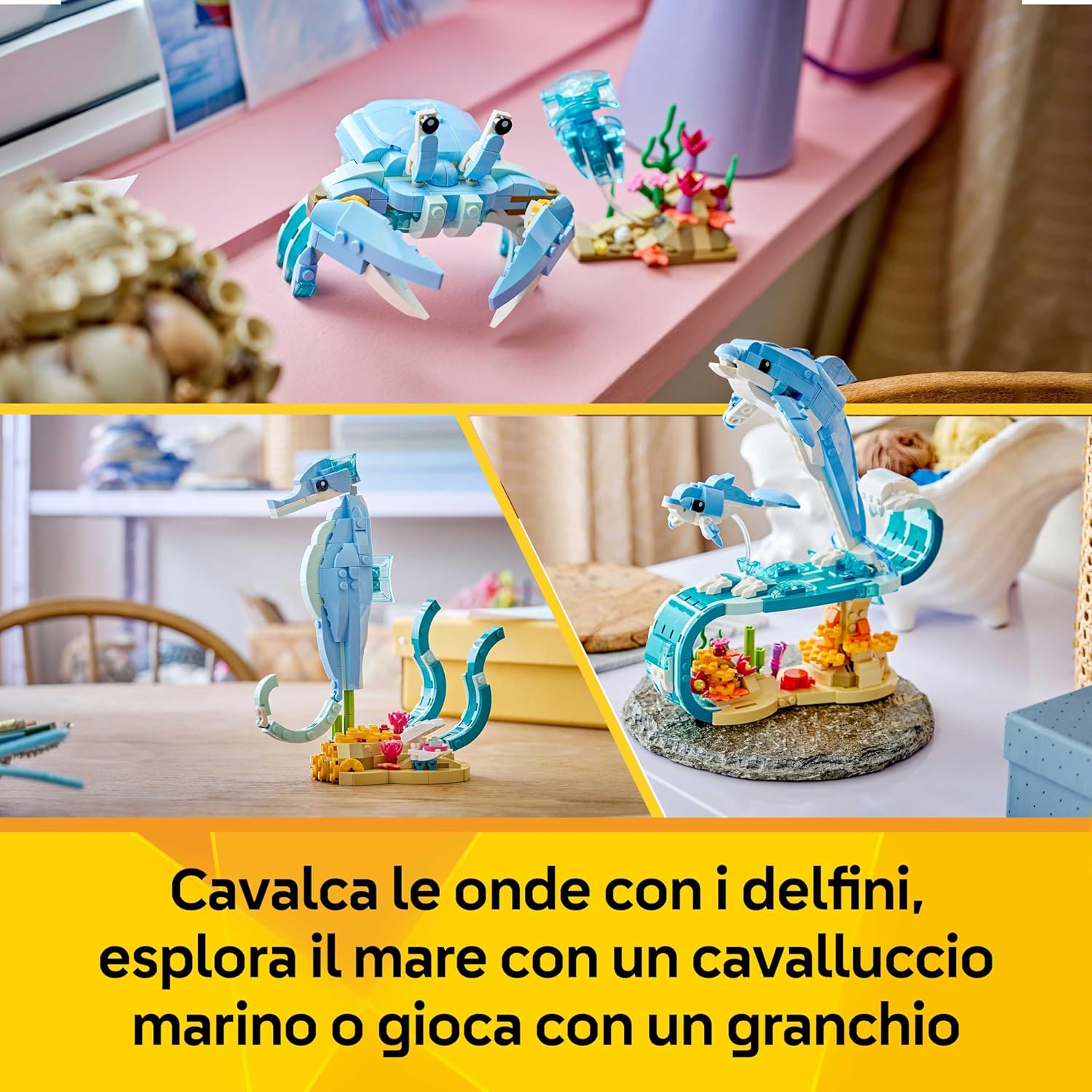 Detalle de LEGO Creator 3 in 1 Animali Marini: Delfini Meravigliosi (31385) – 3 modelli in 1
