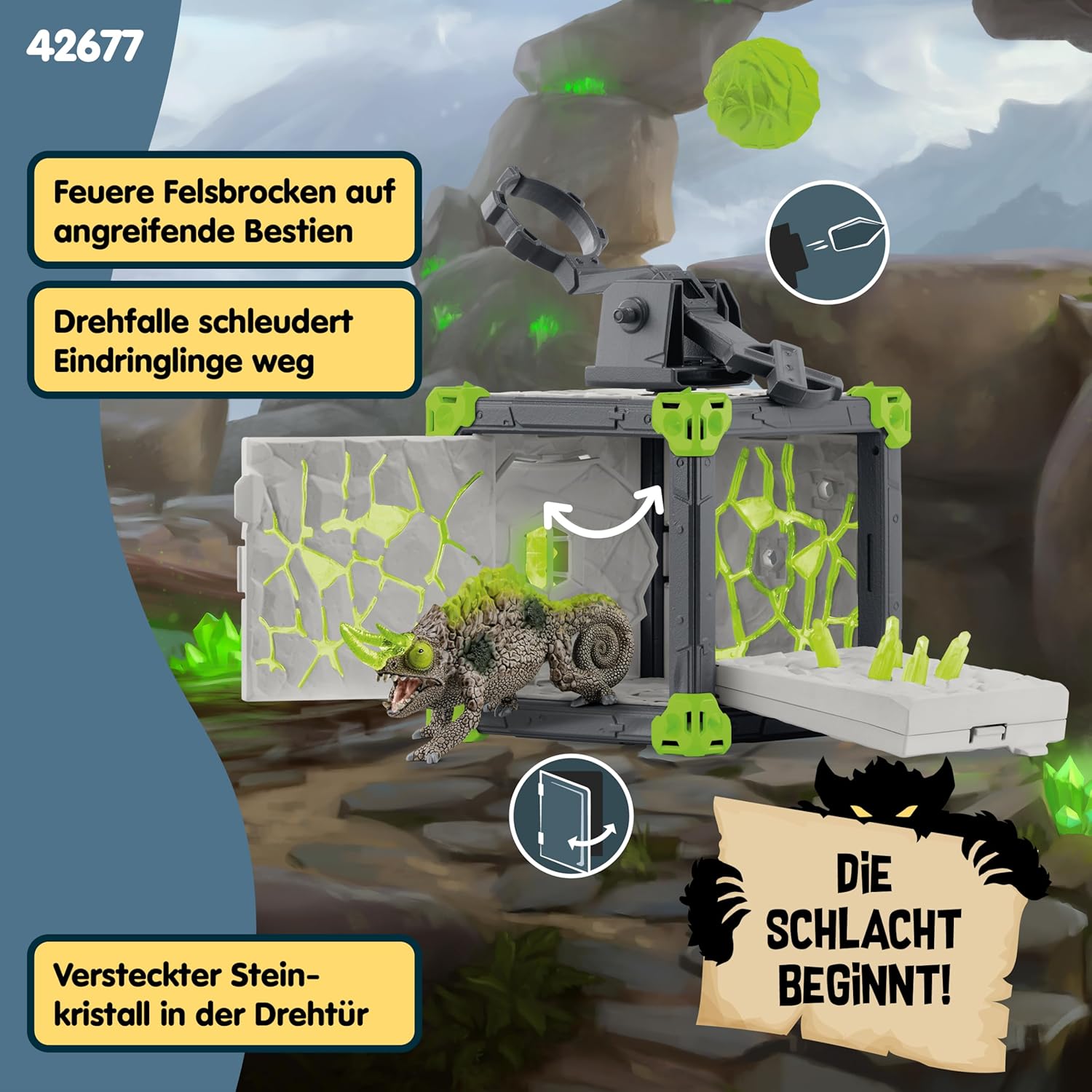 Detalle 2 de SchLEICH Eldrador Creatures BattleCave Steinchamäleon 42677 34 Teile
