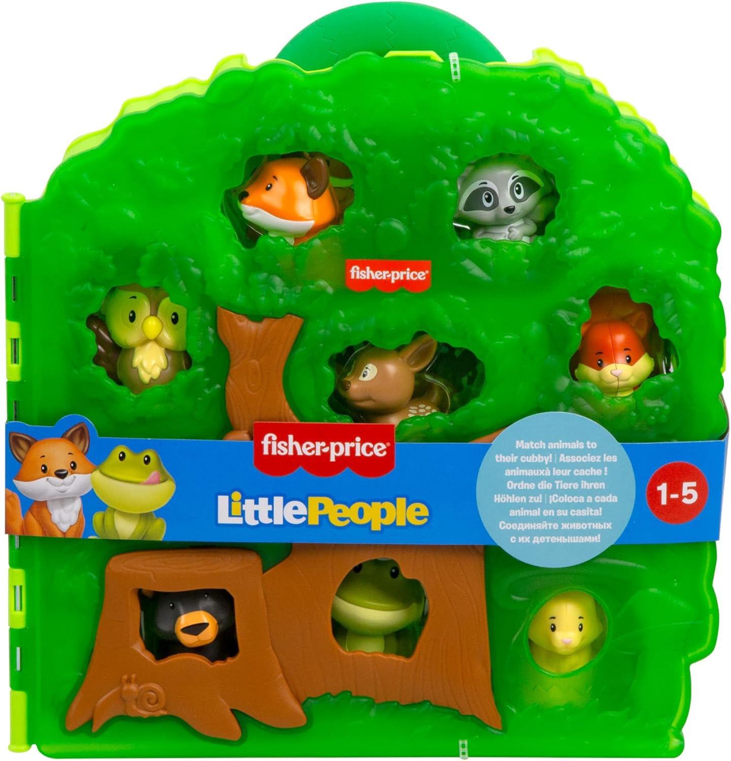 Detalle 2 de Fisher-Price Little People Valigetta Gli Amici del Bosco – Set con 8 Animali e Albero, HWB29